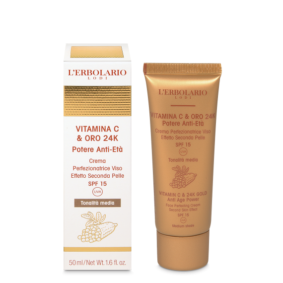 L'erbolario Crema Perfezionatrice Viso tonalità media Vitamina C & Oro 24K Consegna Veloce