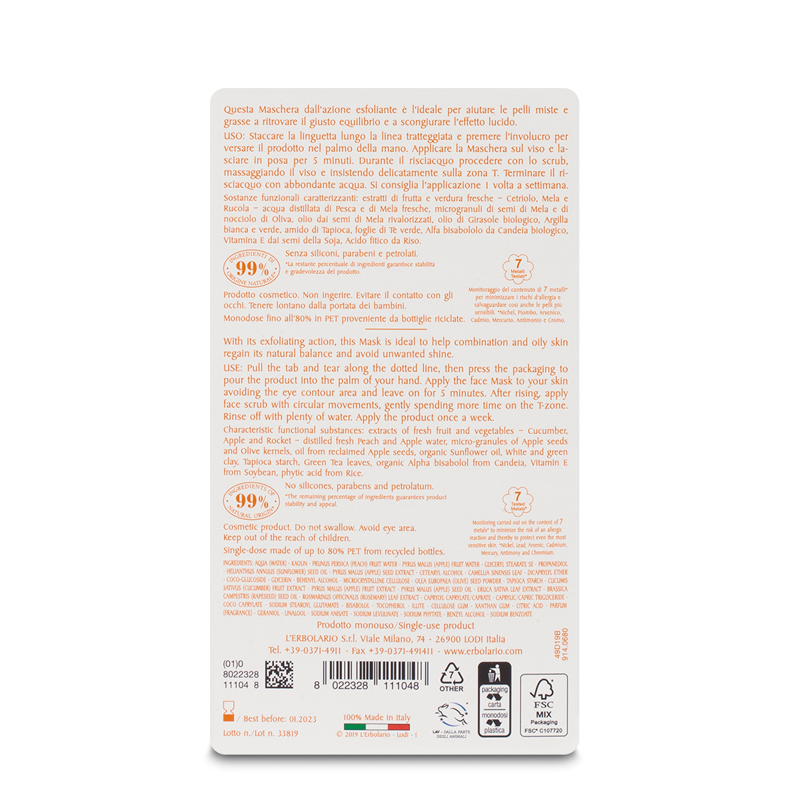 L'erbolario Maschera Scrub Viso Purificante I Colori dell'Orto Offerte esclusive