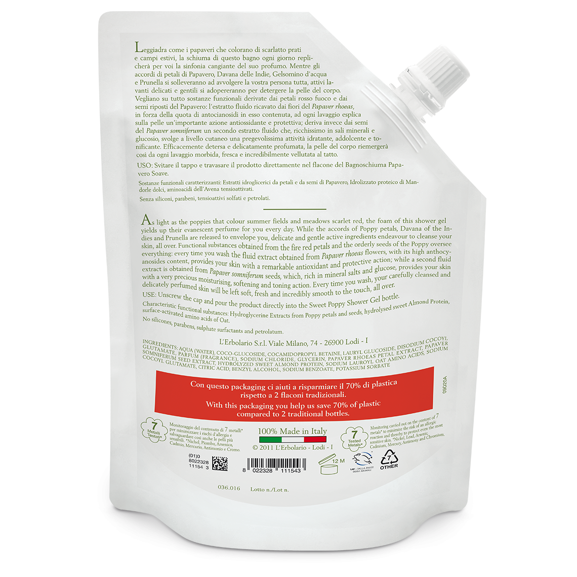 L'erbolario Ecoricarica Bagnoschiuma Papavero Soave Bestseller