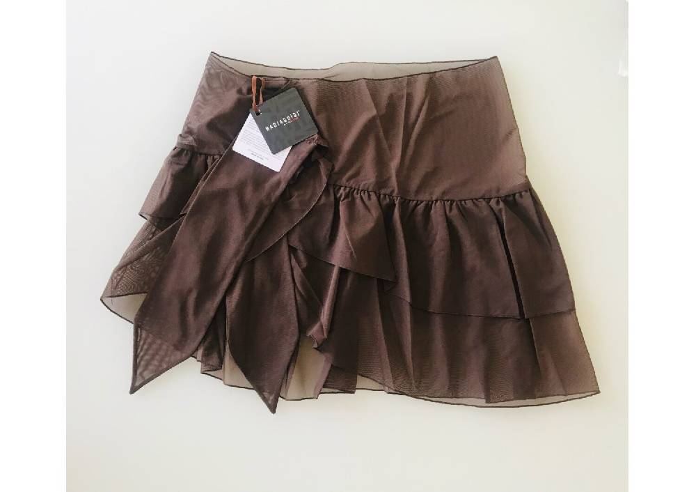 Nadia Guidi 98.f TWILLY Pareo Corto Marrone Tulle Elasticizzato Offerta