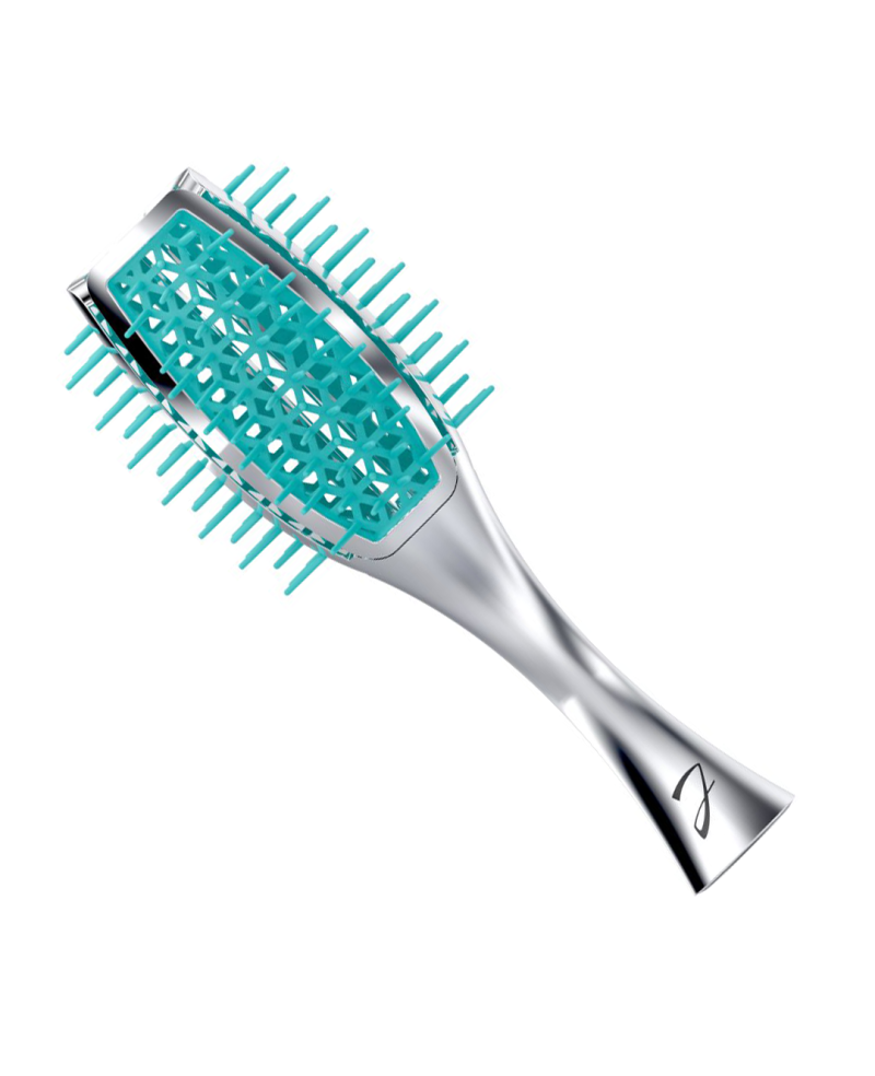 Janeke Spazzola Tulip ventilata, più volume nei capelli, bicolore cromo e turchese- cod. SP503 CRT TSE