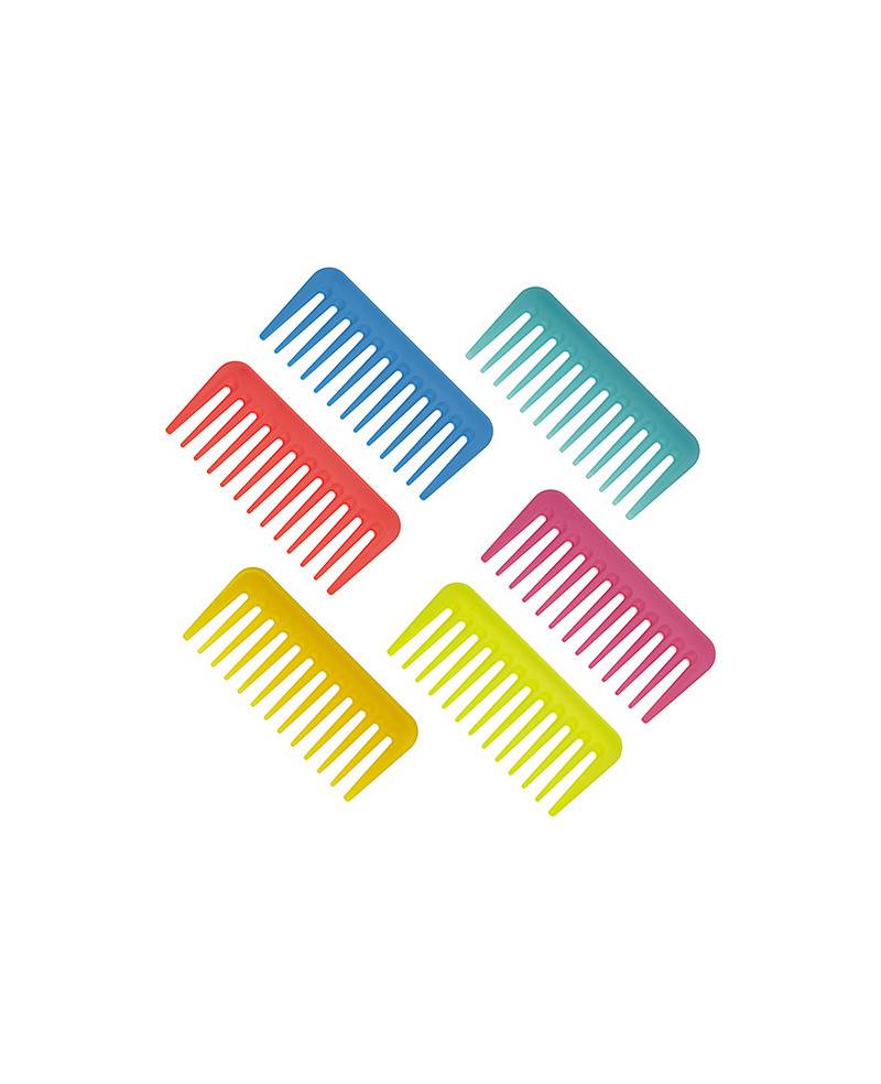 Janeke Kit 6 Pettini Small Supercomb per styling e spandi gel assortiti in vari colori fluo - 82872 ASS