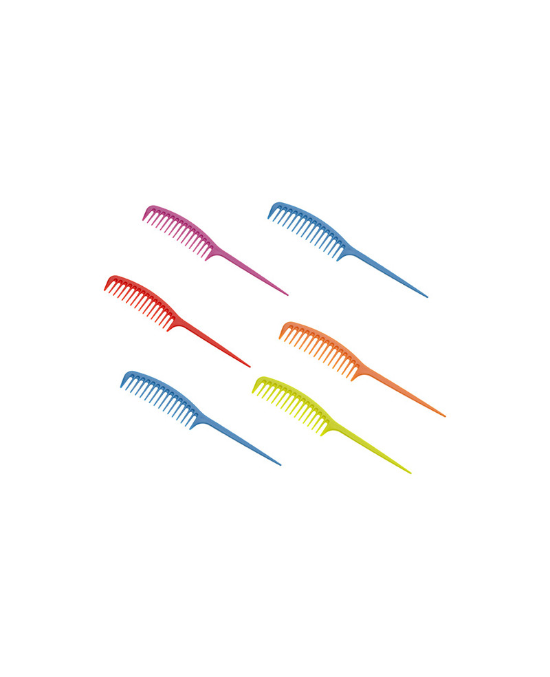 Janeke Kit 6 Pettini Fashion Comb per styling e spandi gel assortiti in vari colori - 82826 ASS