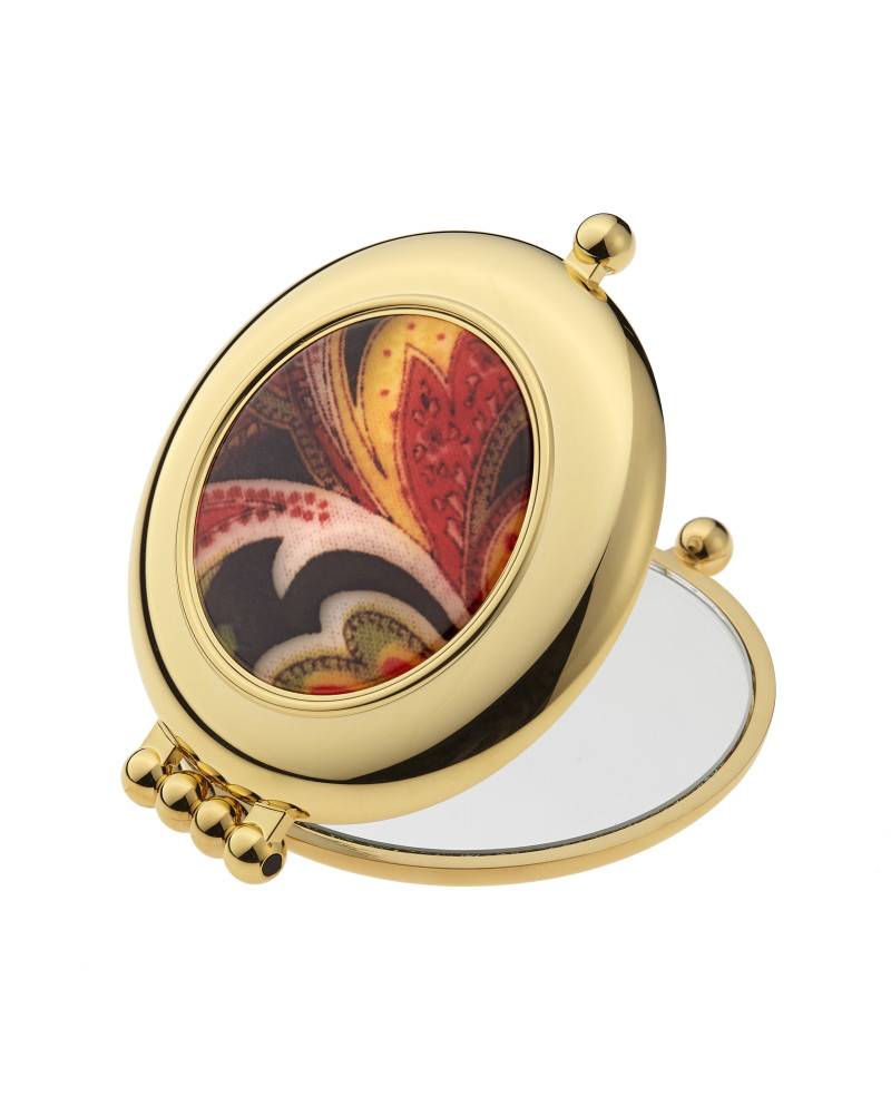 Janeke Specchio bifacciale dorato con inserto kashmir, di cui uno a ingrandimento x 3, ø 65 mm - Cod. AU484.3 KAS