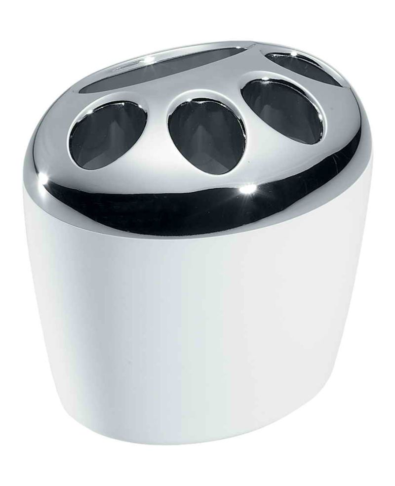 Janeke Porta spazzolini e dentifricio cromo e bianco - Cod. CR537 BIA
