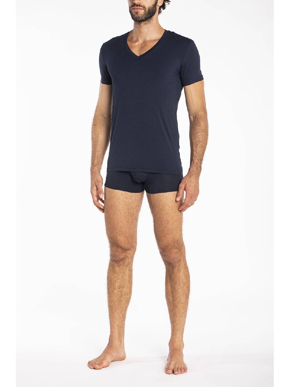 Julipet Maglietta blu scollo a v in leggero jersey di cotone elasticizzato Offerta speciale