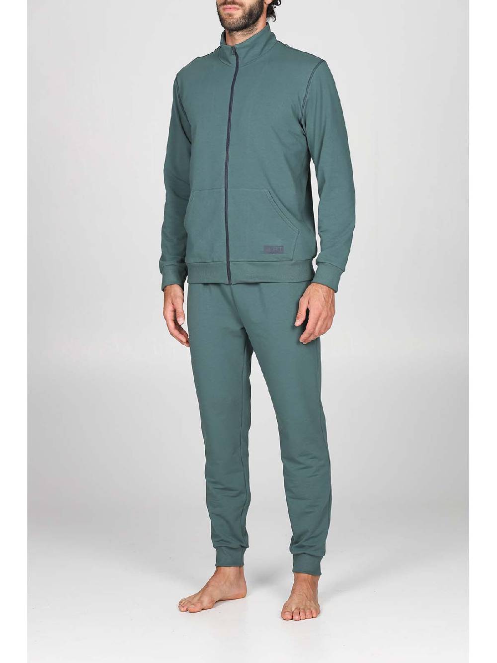 Julipet Tuta zip in confortevole felpa di colore verde Italia