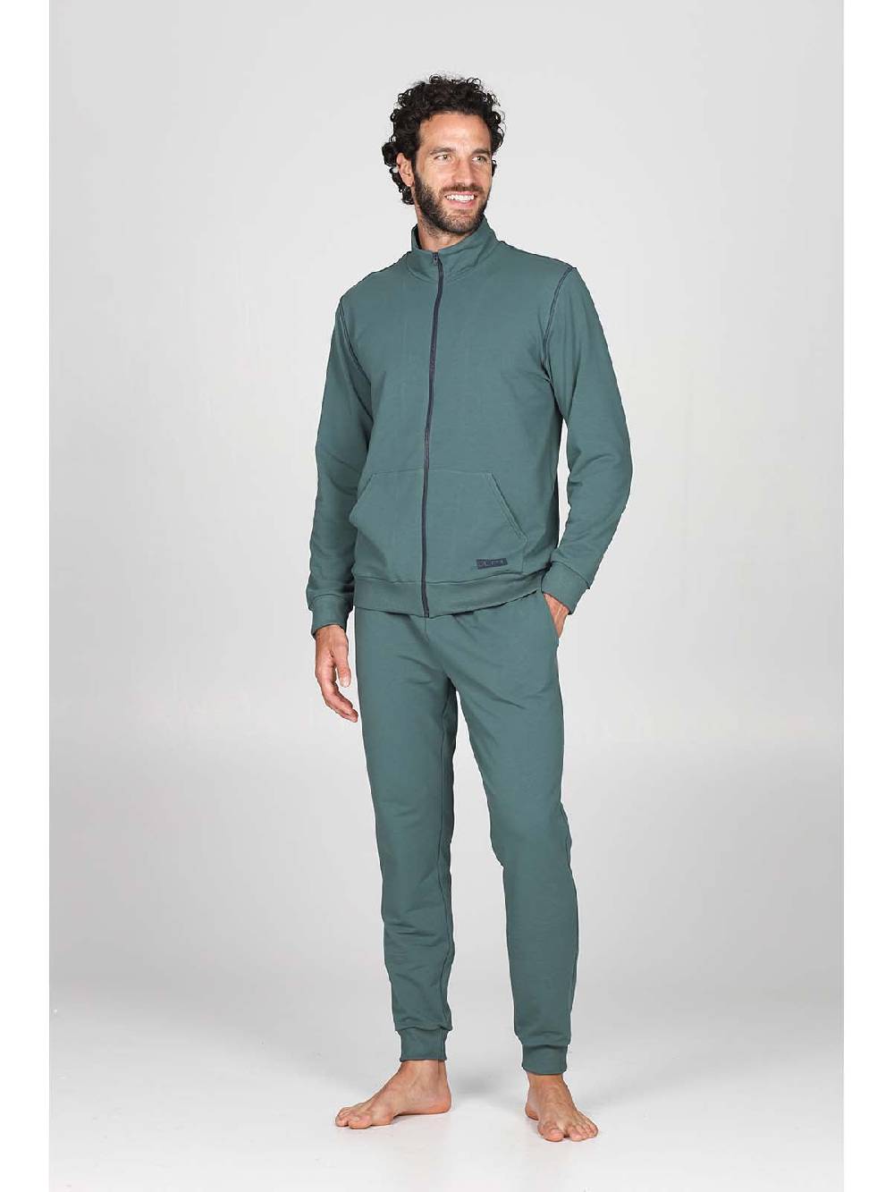 Julipet Tuta zip in confortevole felpa di colore verde Italia