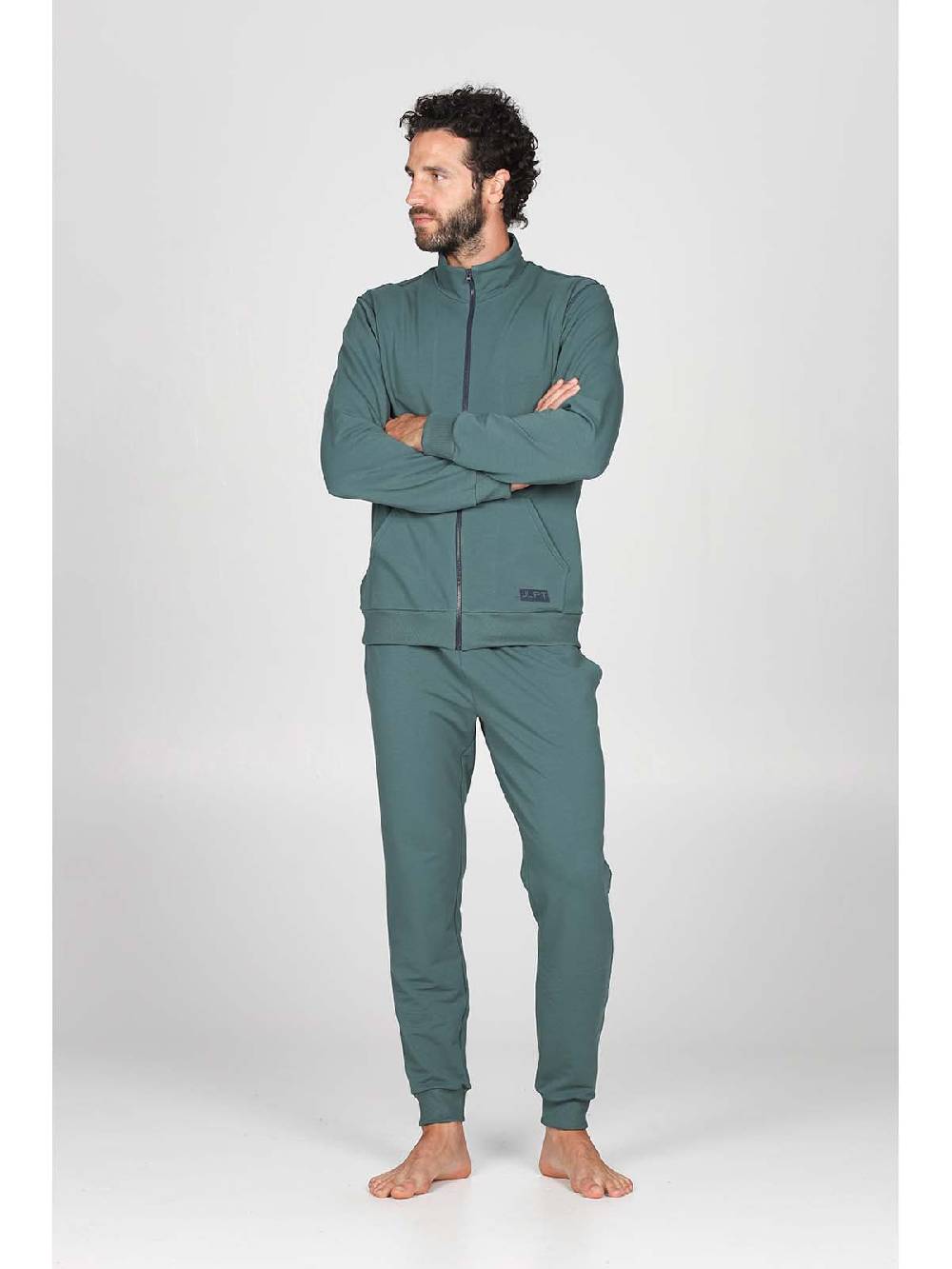 Julipet Tuta zip in confortevole felpa di colore verde Italia
