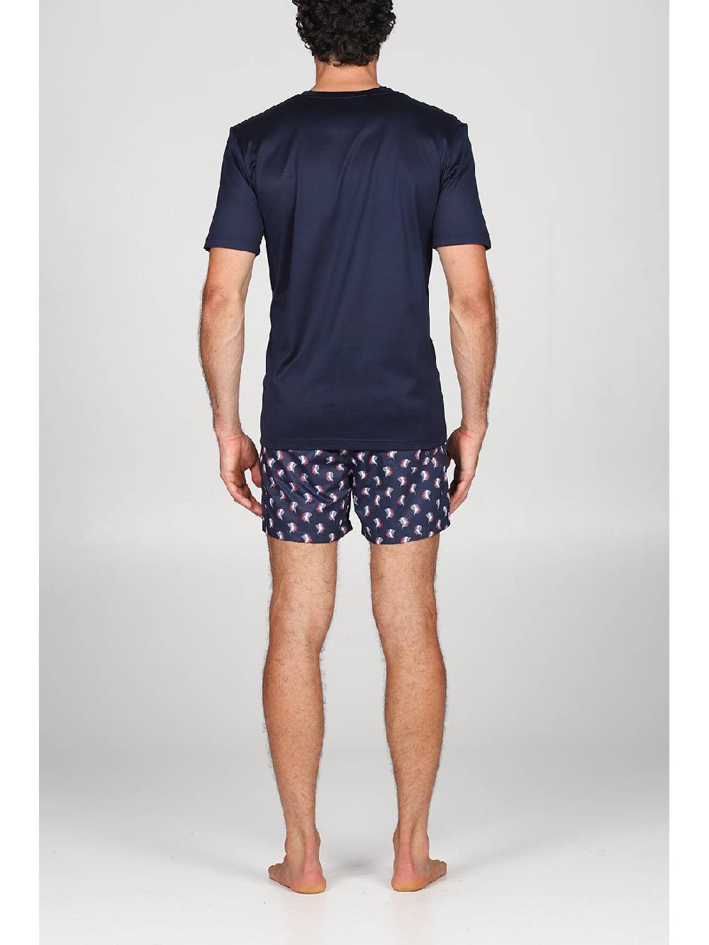 Julipet T-shirt in jersey di puro cotone blu, con stampa piazzata "indiano" Outlet