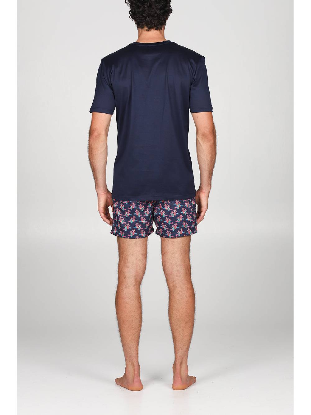 Julipet T-shirt in jersey di puro cotone blu, con stampa piazzata "siesta" In Vendita