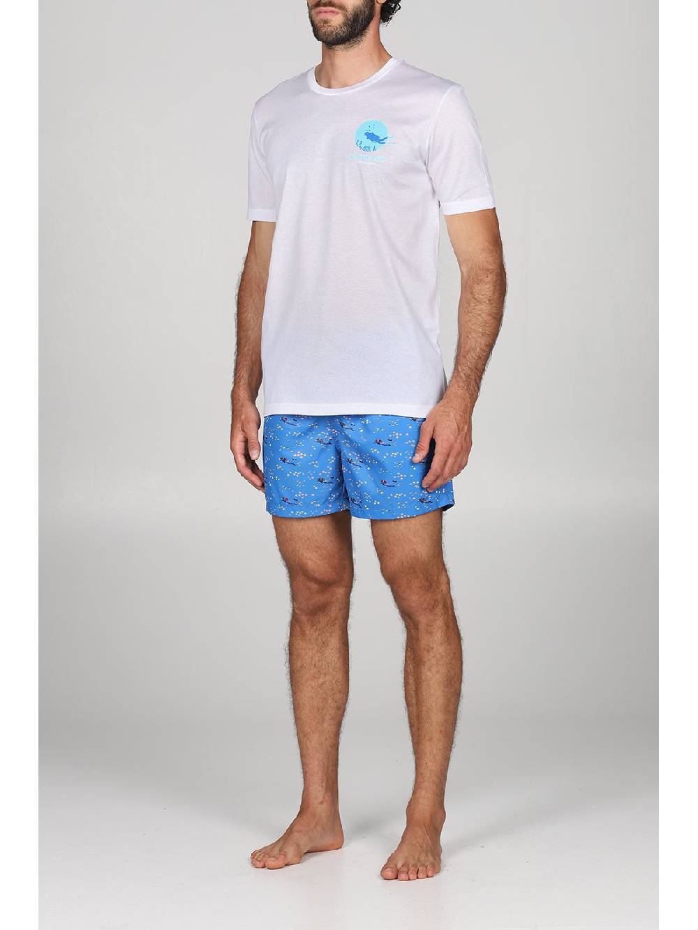 Julipet T-shirt in jersey di puro cotone bianco, con stampa piazzata "sub" Offerte