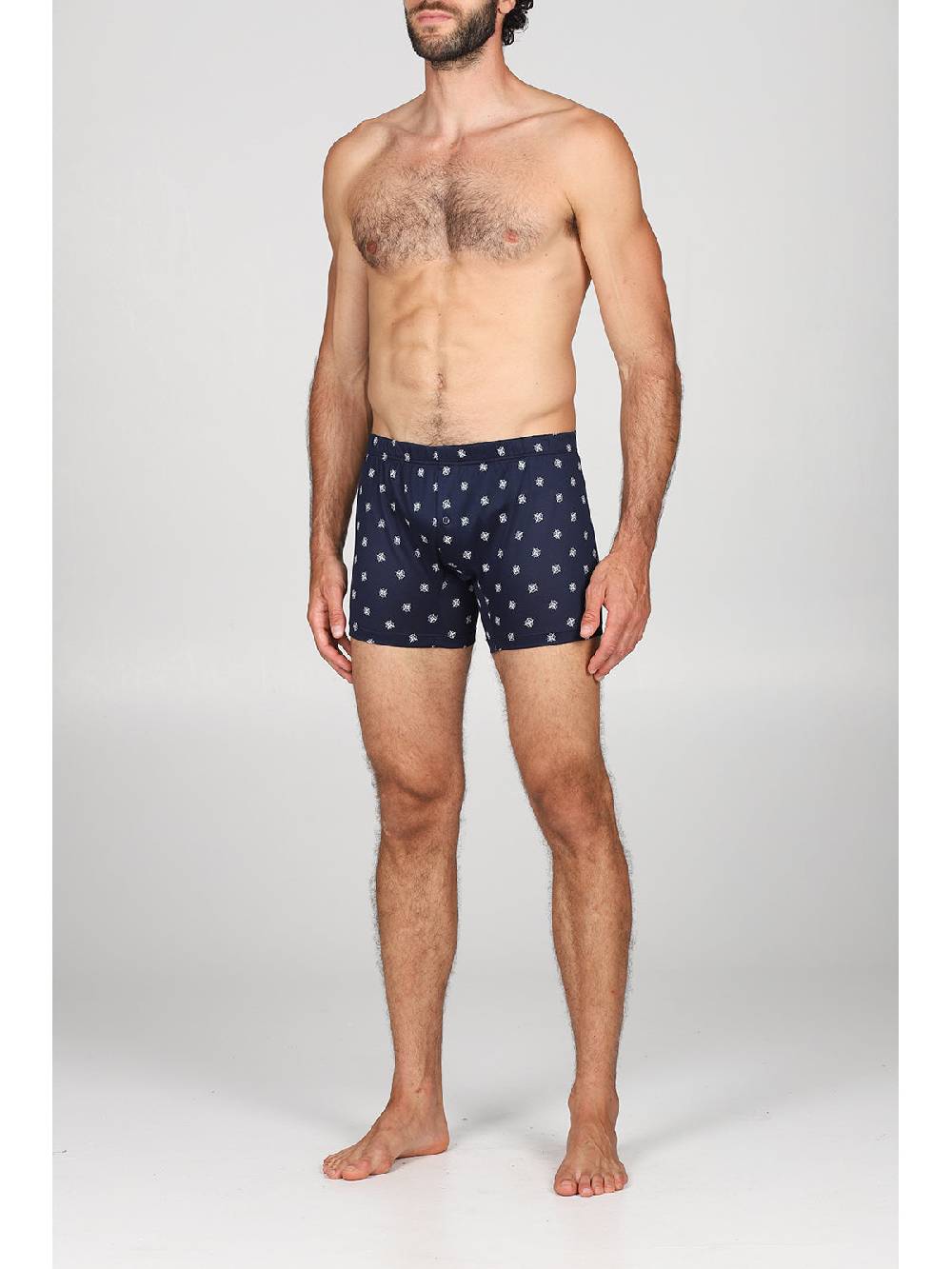 Julipet Boxer lungo in setoso puro cotone mercerizzato con disegno "bussola" Esporta salva