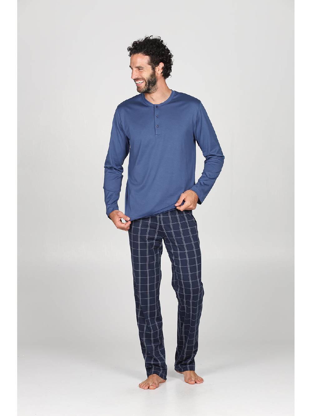 Julipet Pigiama in leggerissimo jersey di puro cotone, con pantaloni fantasia scozzese Offerta Pasqua