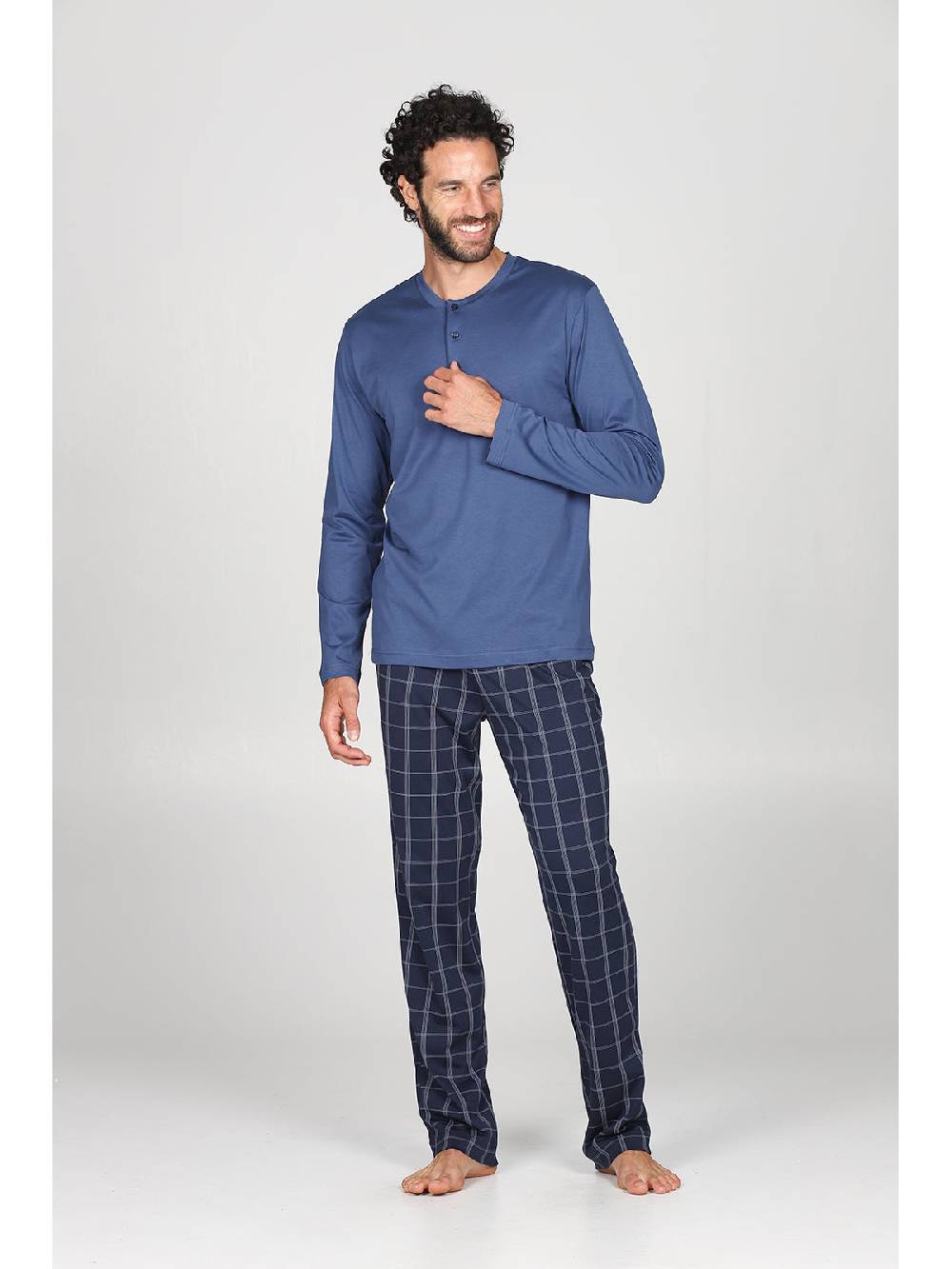 Julipet Pigiama in leggerissimo jersey di puro cotone, con pantaloni fantasia scozzese Offerta Pasqua