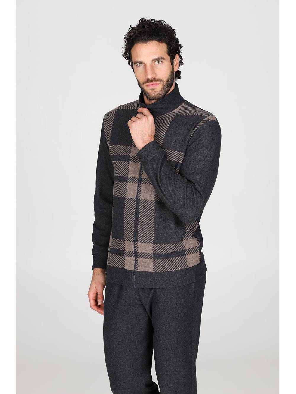 Julipet Pigiama con zip in confortevole jacquard di cotone Offerte
