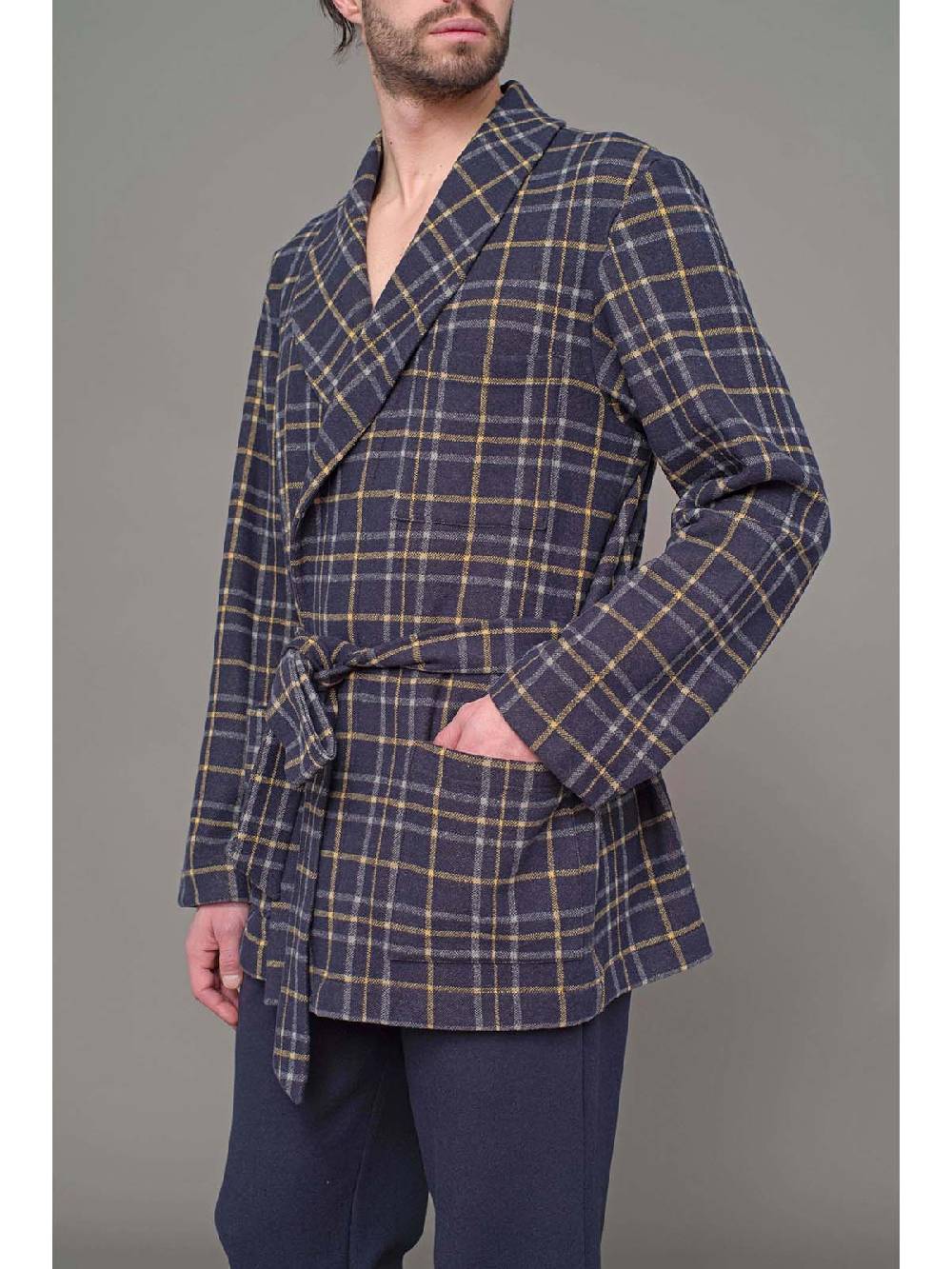 Julipet Giacca da camera sciallata fantasia tartan Black Friday