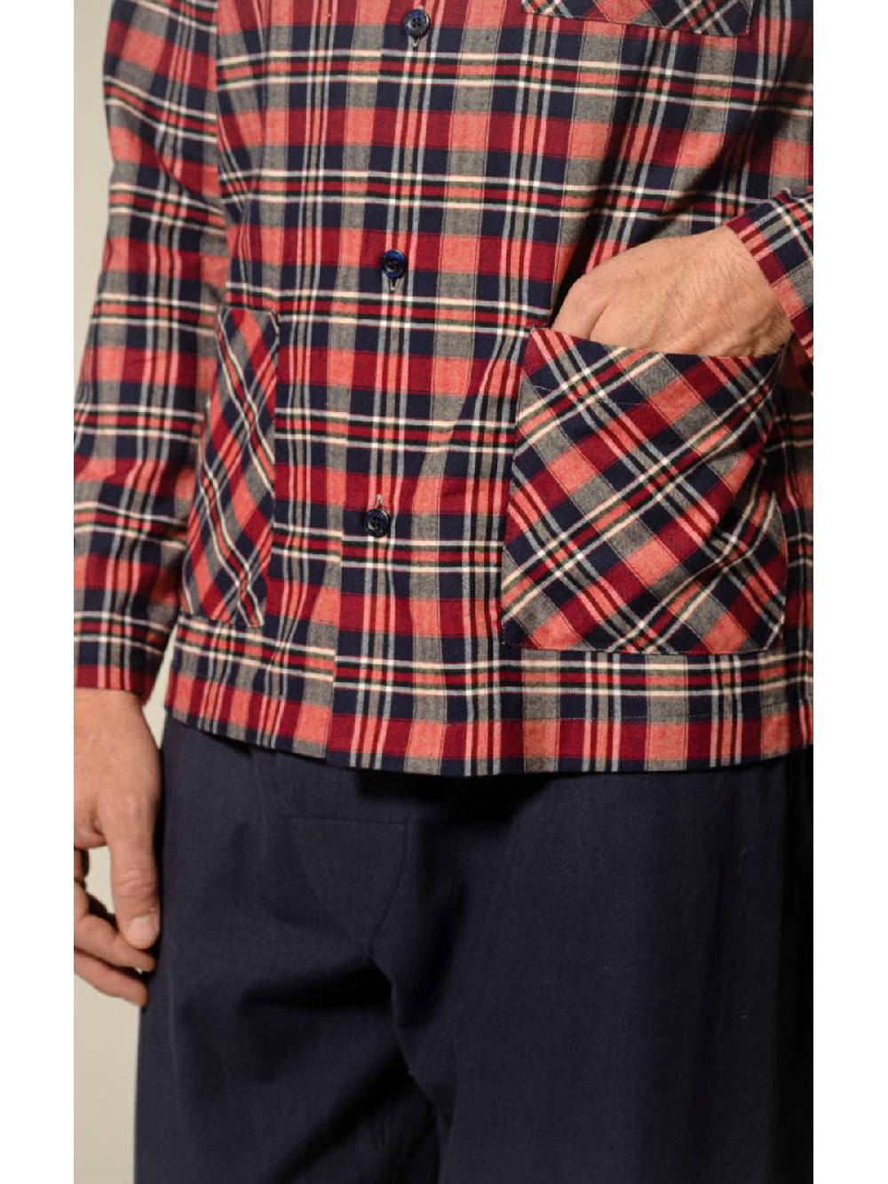 Julipet Pigiama aperto in flanella disegni tartan Ritorno libero