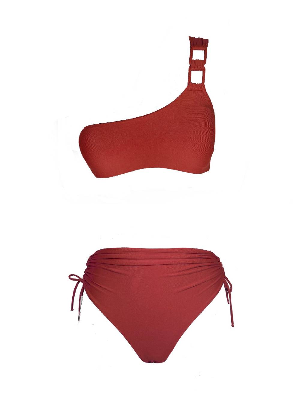 Olivia Gold Reggiseno Monospalla + Slip a vita alta drappeggiato Novità