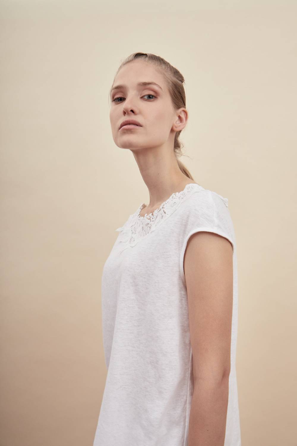 Oscalito T-shirt Donna 70% COTONE , 30% LINO 4884 Italia