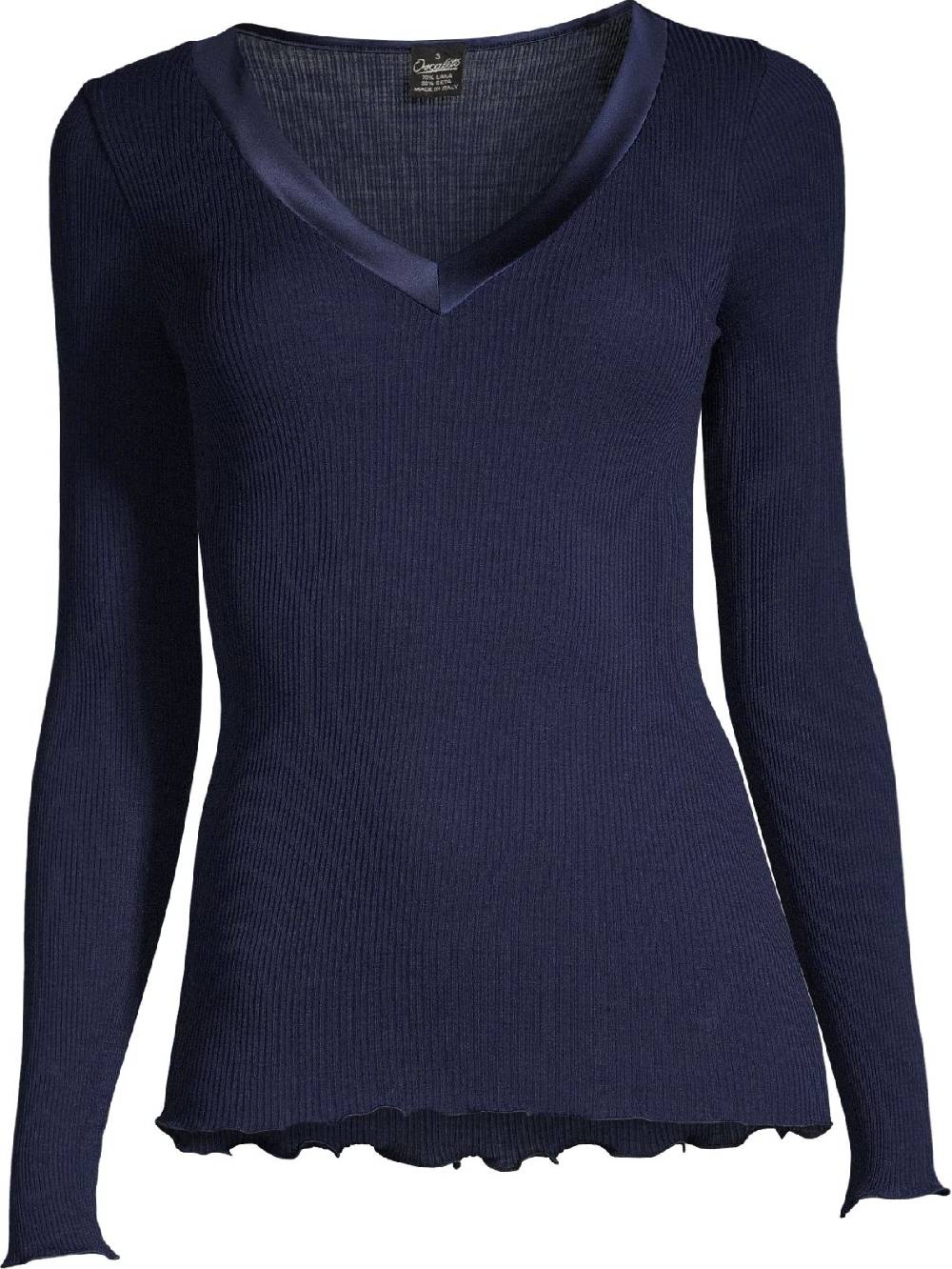 Oscalito Maglia a maniche lunghe con scollo a V in raso di lana e seta 4248 Fino Al -60%