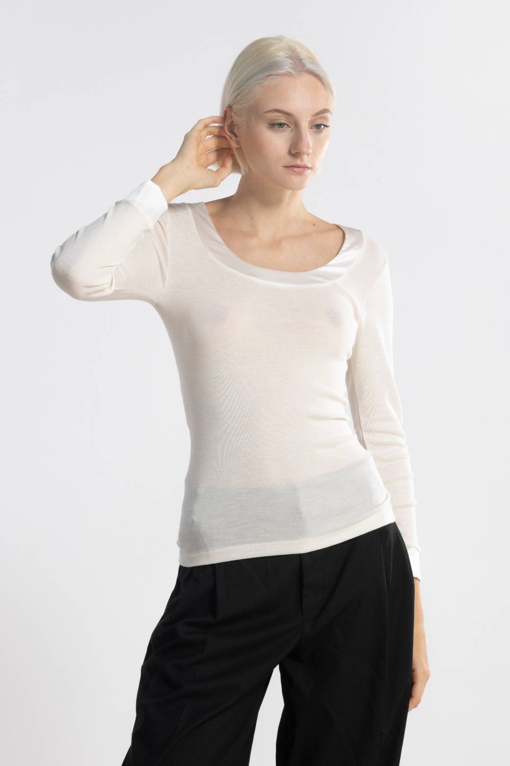 Oscalito Camicia Donna Lana e Seta maniche lunghe 4258 Presa