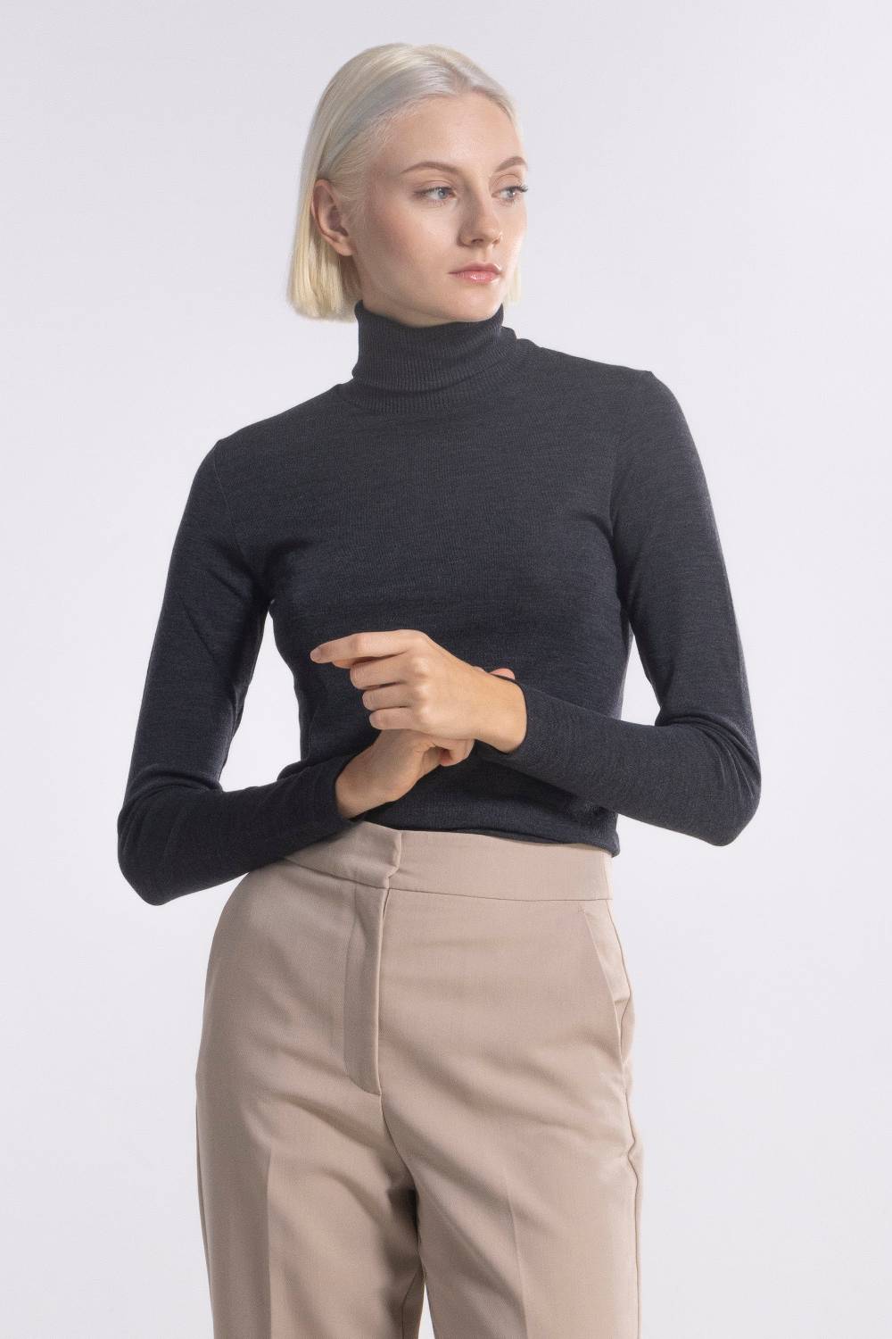 Oscalito Maglia Dolcevita a Maniche Lunghe in tessuto liscio di Lana e Seta 3478 Economico