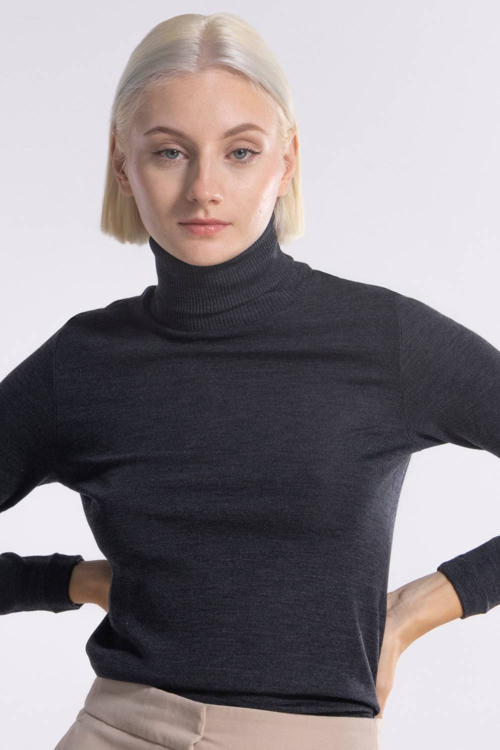 Oscalito Maglia Dolcevita a Maniche Lunghe in tessuto liscio di Lana e Seta 3478 Economico