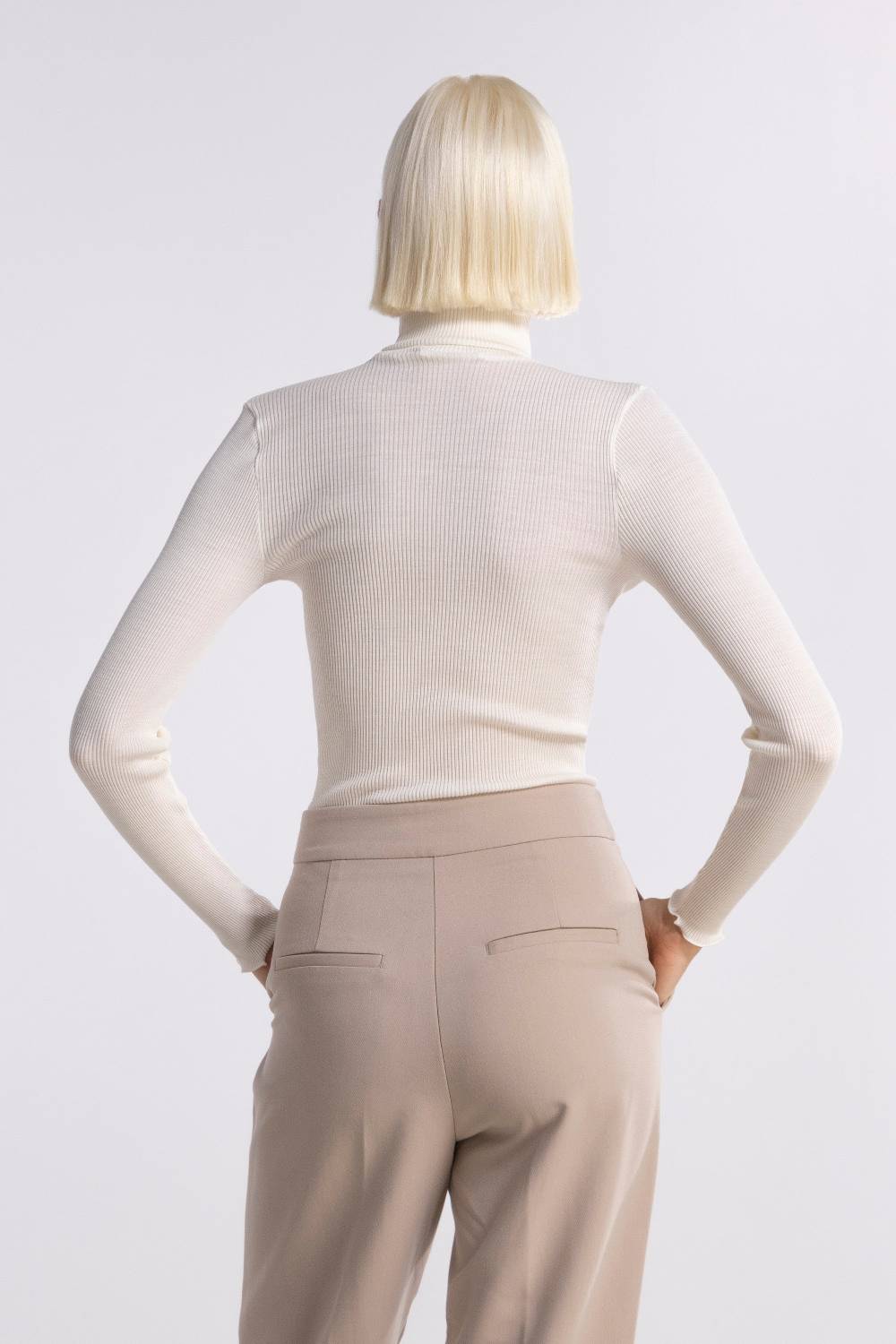 Oscalito Maglia Dolcevita a Maniche Lunghe in tessuto liscio di Lana e Seta 3478 Economico