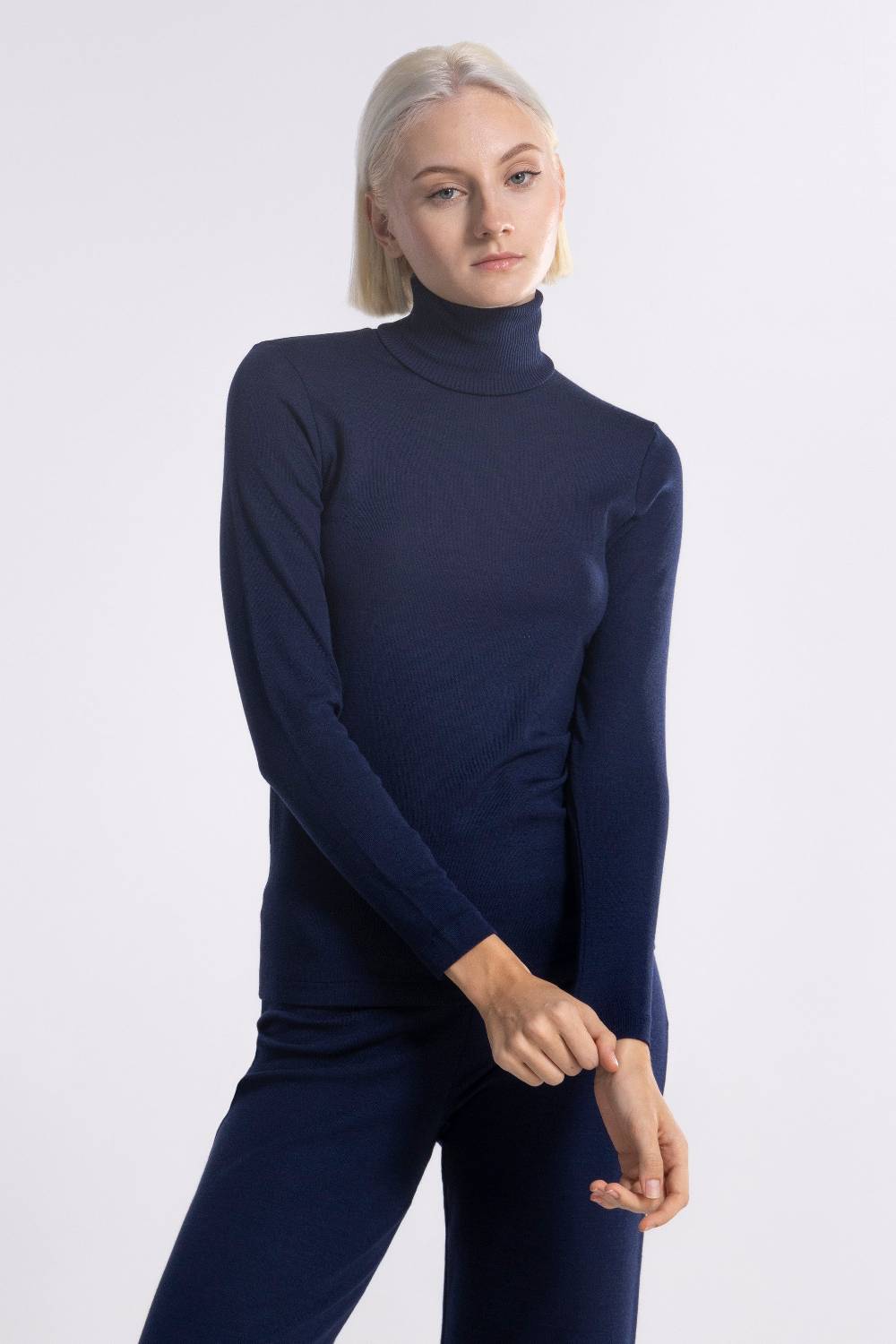 Oscalito Maglia Dolcevita a Maniche Lunghe in tessuto liscio di Lana e Seta 3478 Economico