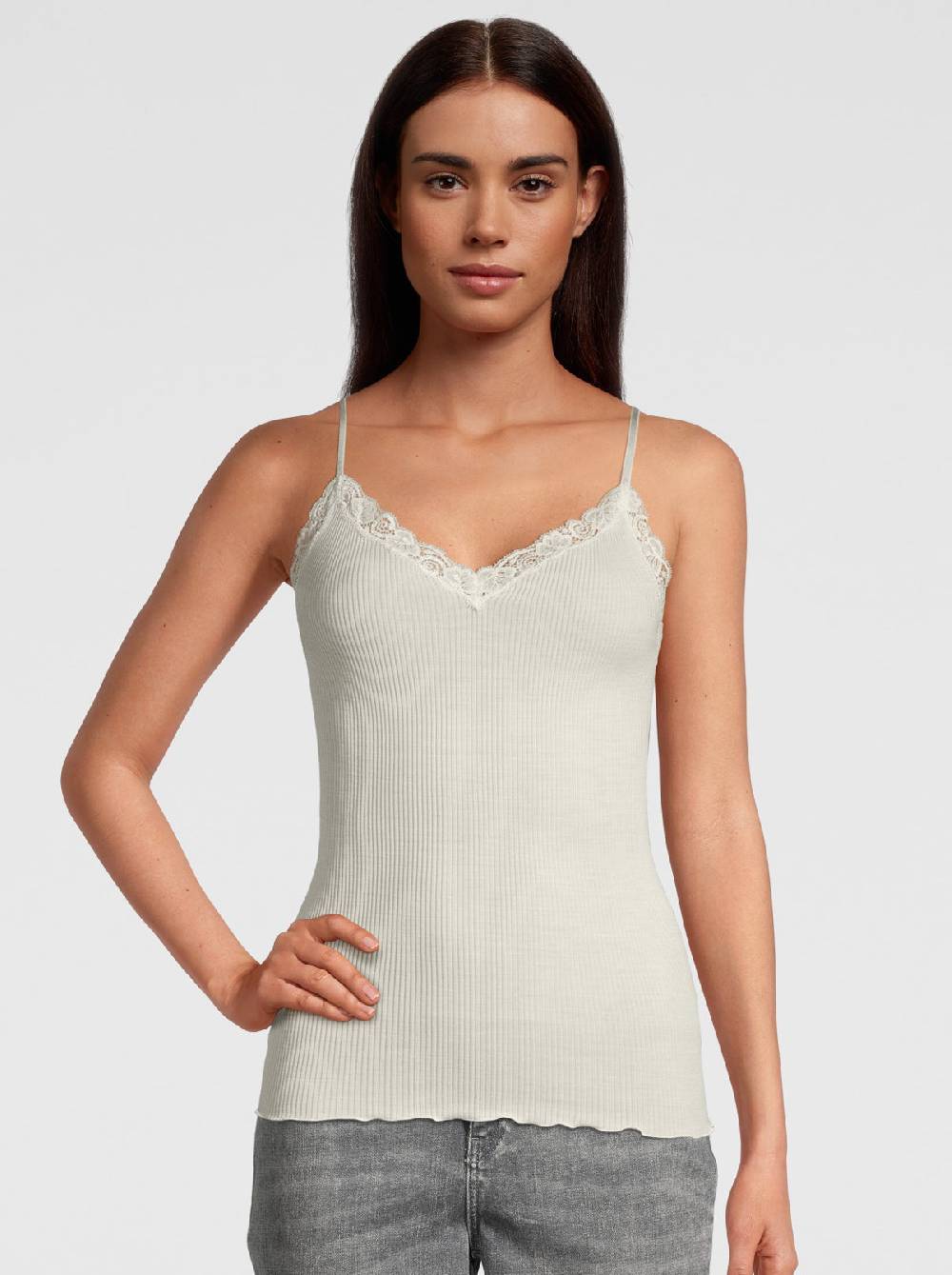 Oscalito Top in Lana e Seta con Pizzo Leavers 3408 Saldi Di Fabbrica