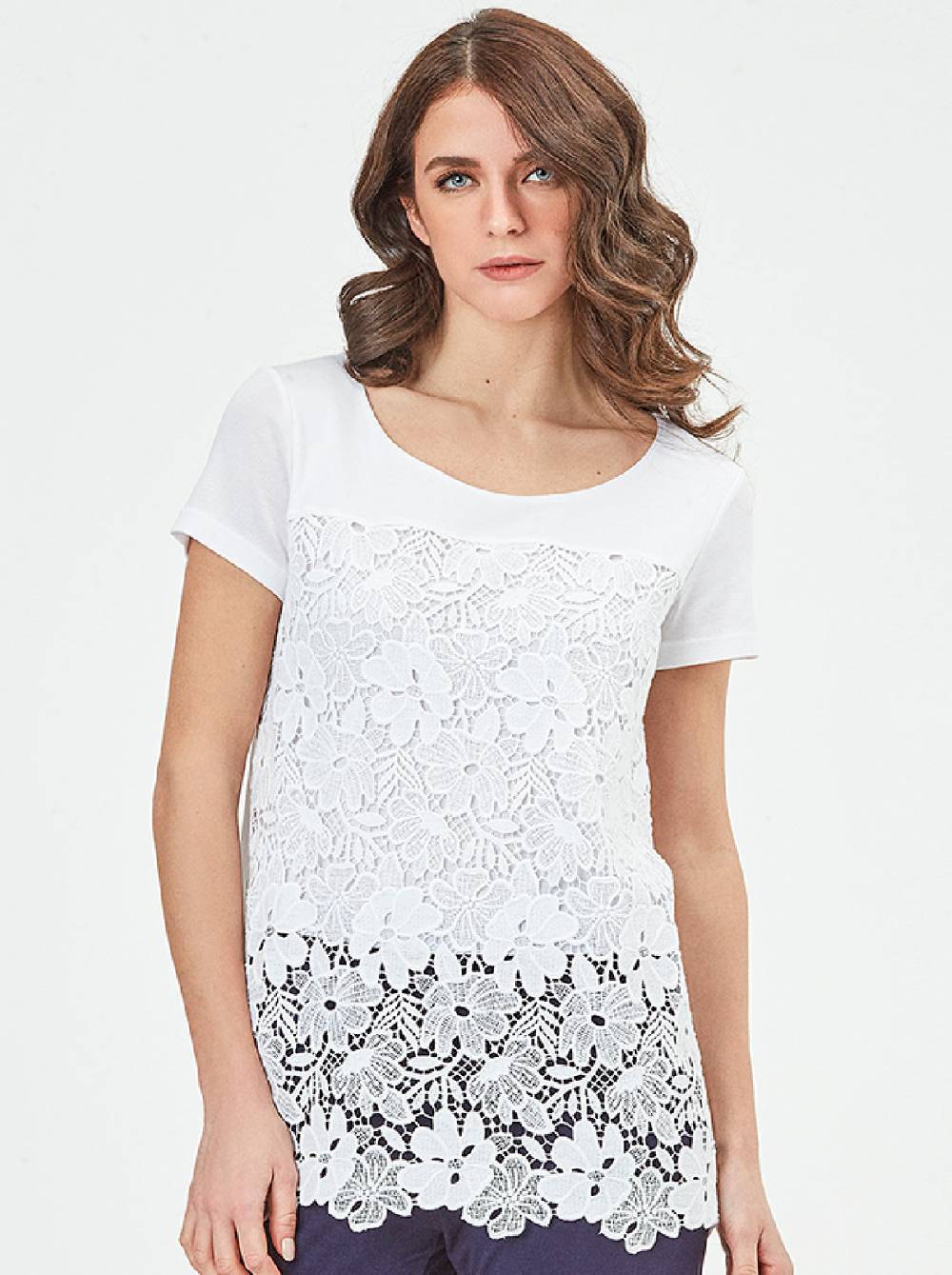 Oscalito T-shirt Allover Macramè Cotone 5758 Latest fashion