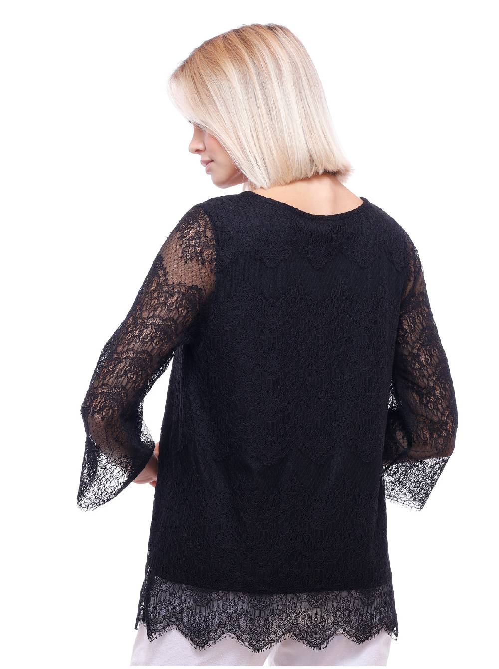 Oscalito Maglia a maniche lunghe in micromodal con Chantilly 5992 Liquidazione