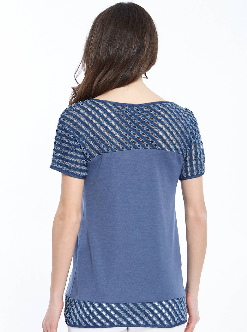 Oscalito T-shirt Filoscozia® con Dettagli in Denim Laserato 4604 Prezzo basso