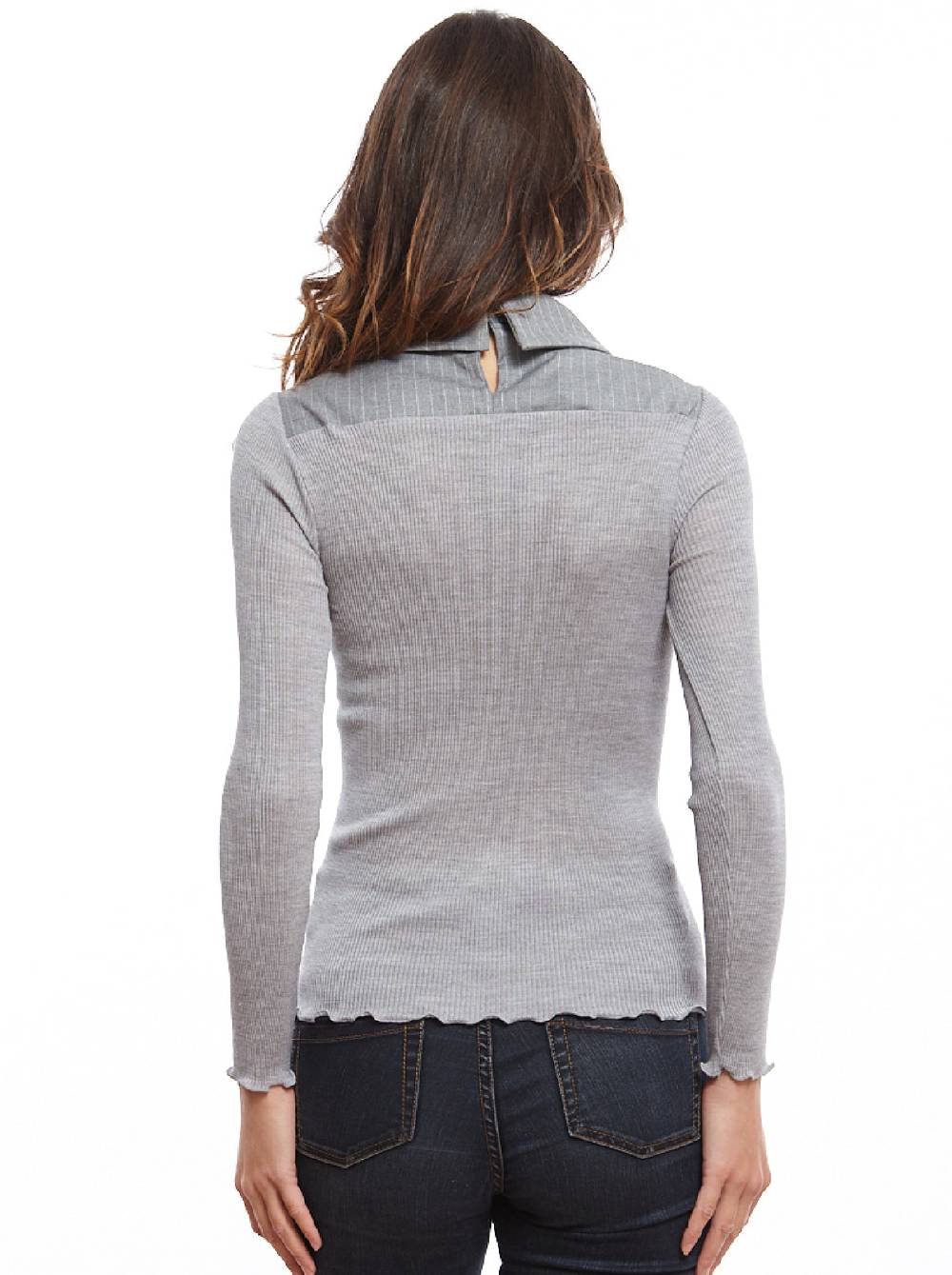 Oscalito Camicia a maniche lunghe in lana e seta 8282 Latest stili