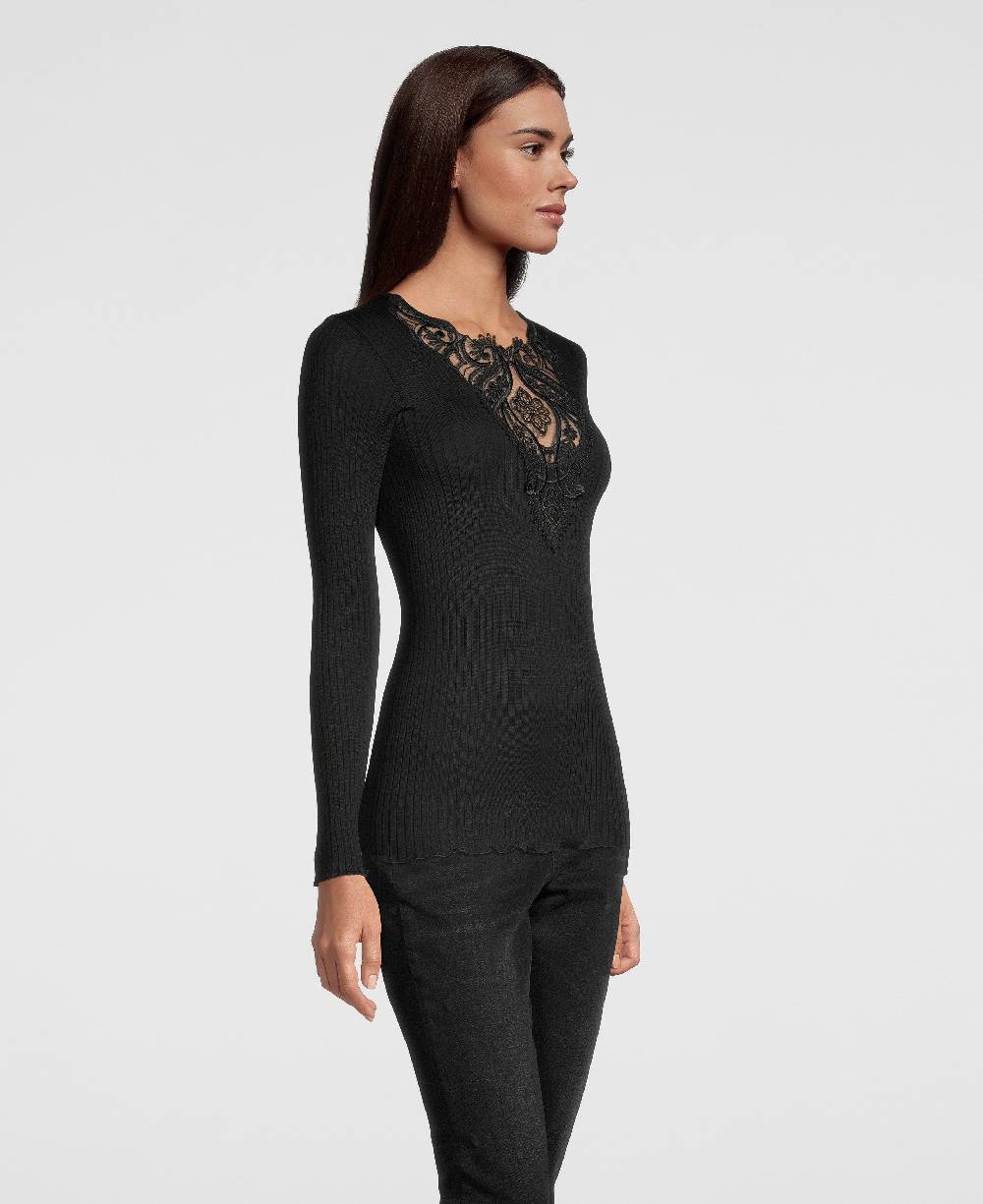 Oscalito Camicia a maniche lunghe con scollo a V ricamato 6440 Enormi sconti