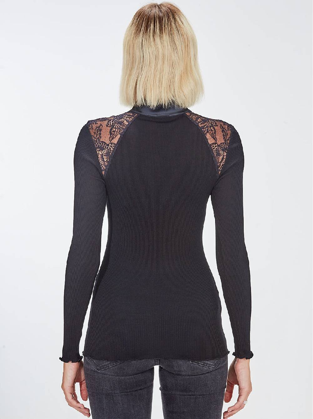 Oscalito Camicia Collo Alto Chantilly Maniche Lunghe in Lana e Seta 5868 Prezzo basso