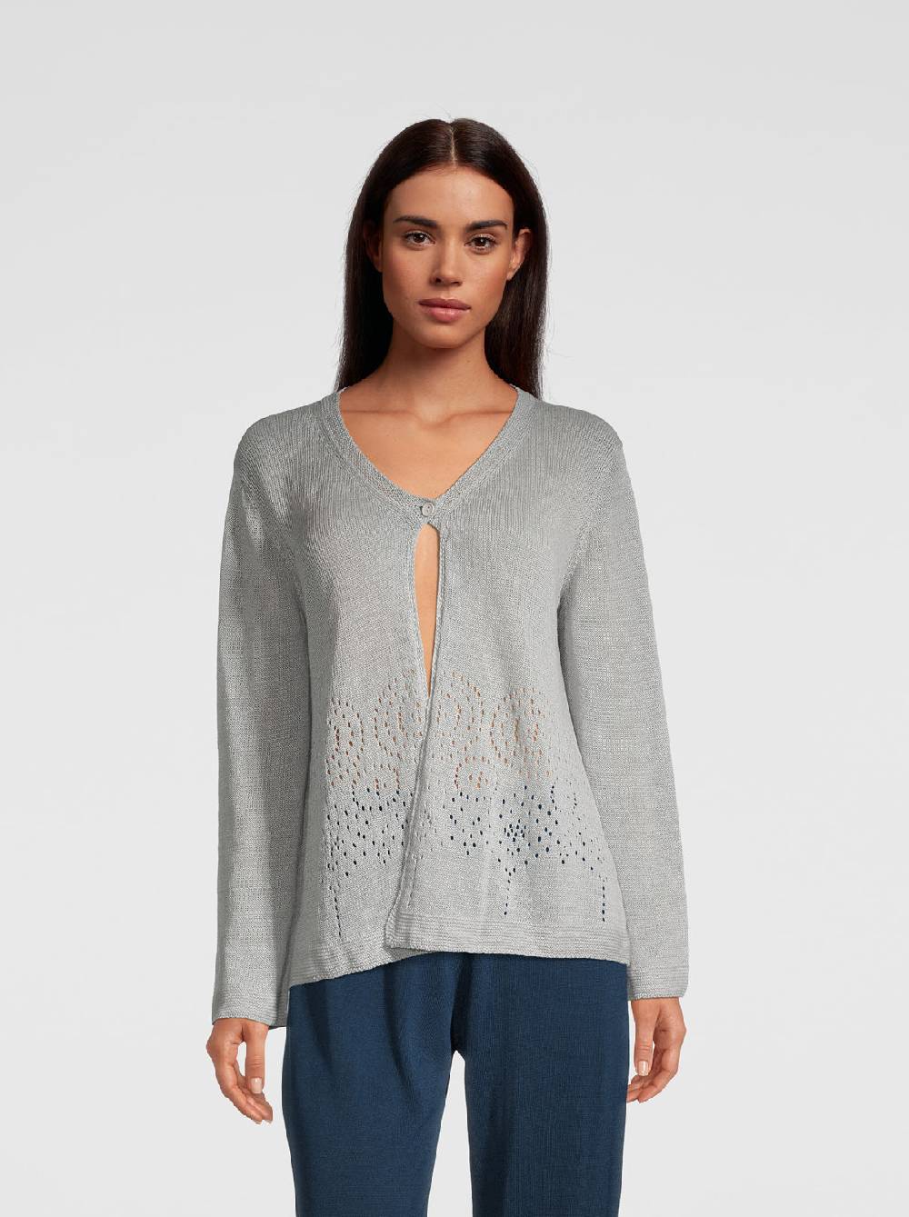 Oscalito Cardigan Tricot in maglia di Puro Lino 6586 Sostegno trimestrale