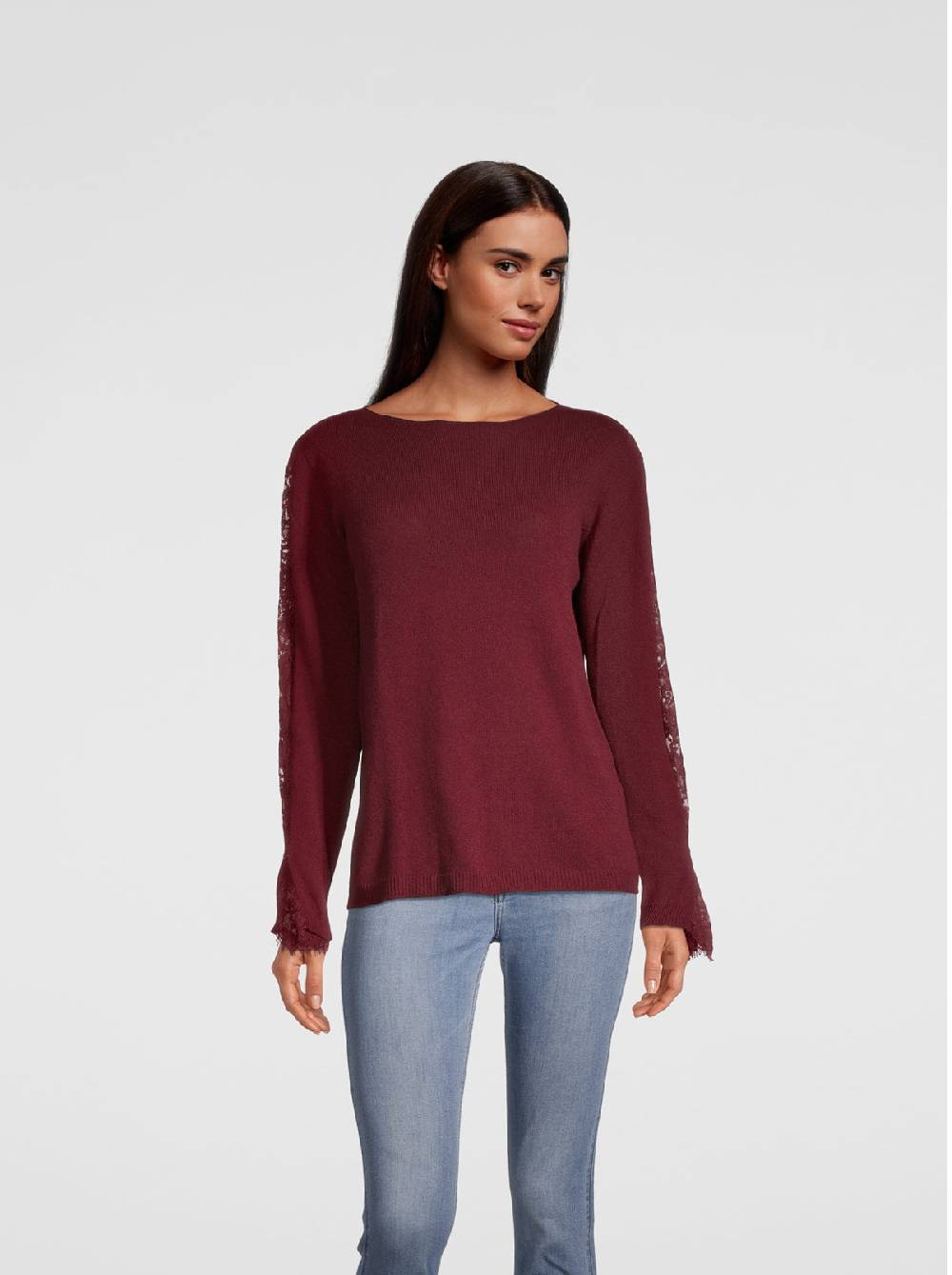 Oscalito Girocollo manica lunga Dentelle de Calais® in Lana Merinos e Cashmere 6438 Super sconto