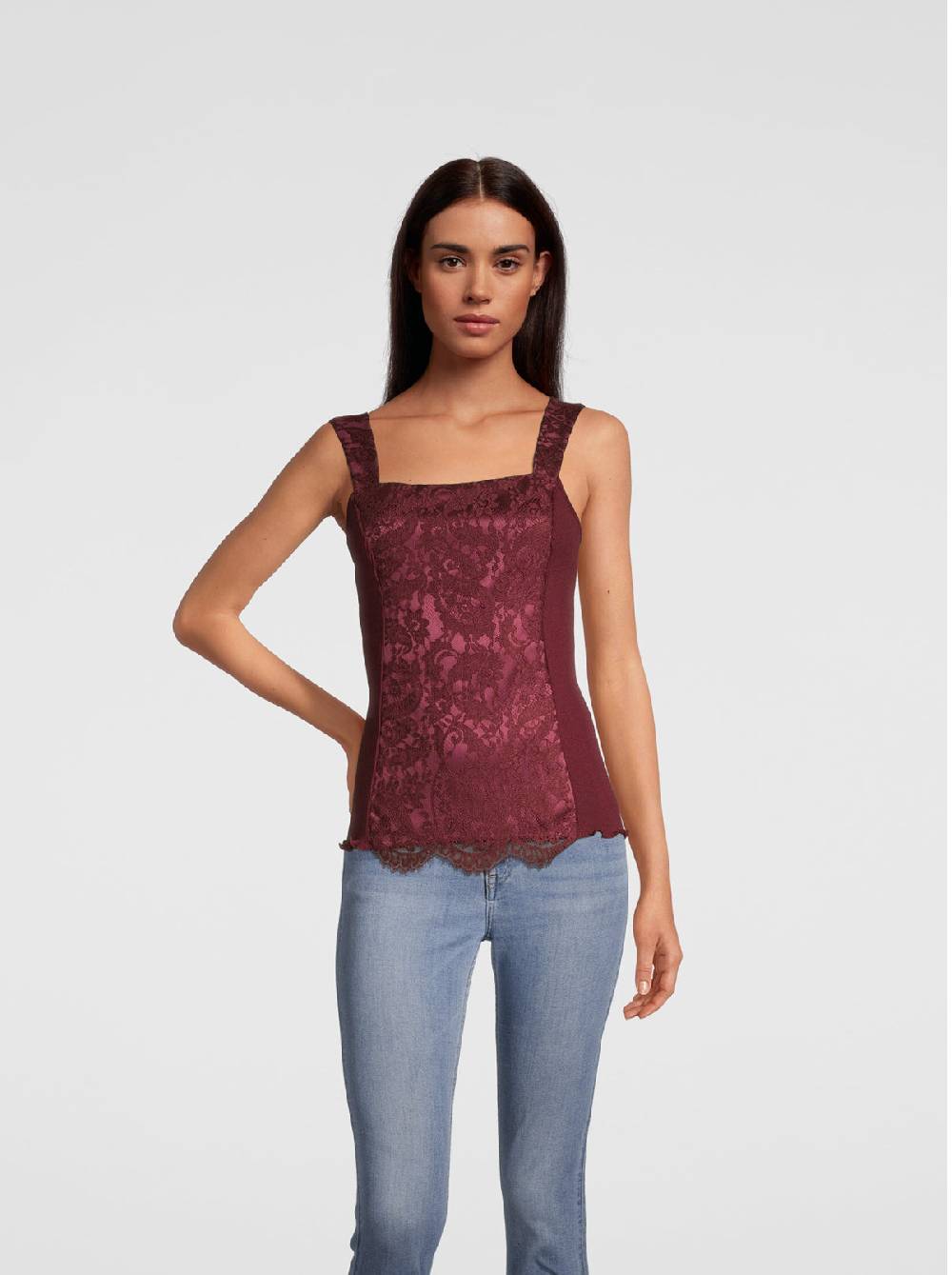 Oscalito Top in Lana e Seta con Pizzo Leavers all over 6420 Trasporto libero internazionale
