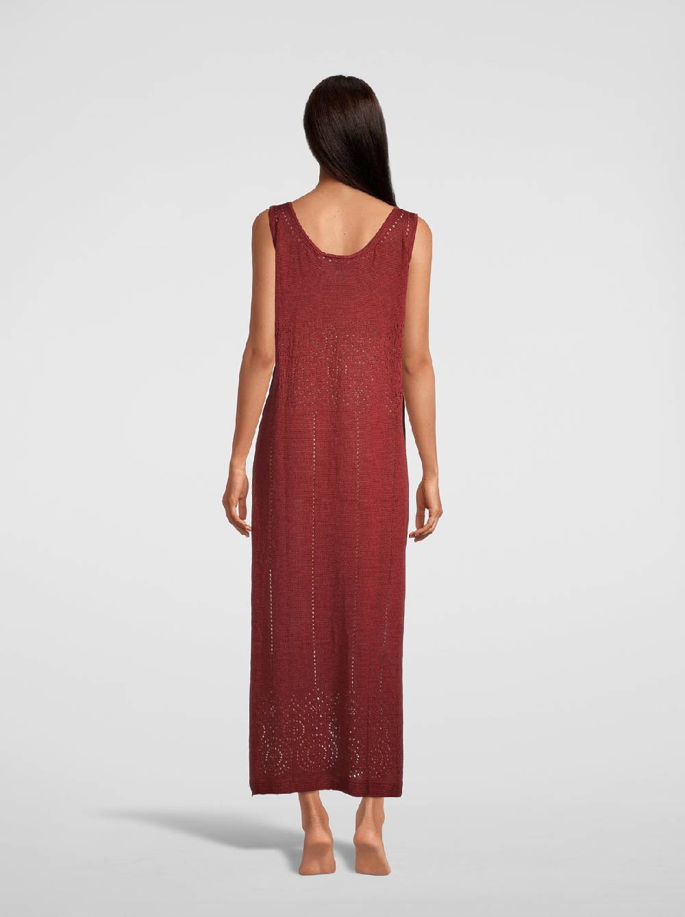 Oscalito Abito lungo senza maniche in maglia di puro lino 6588 In Linea