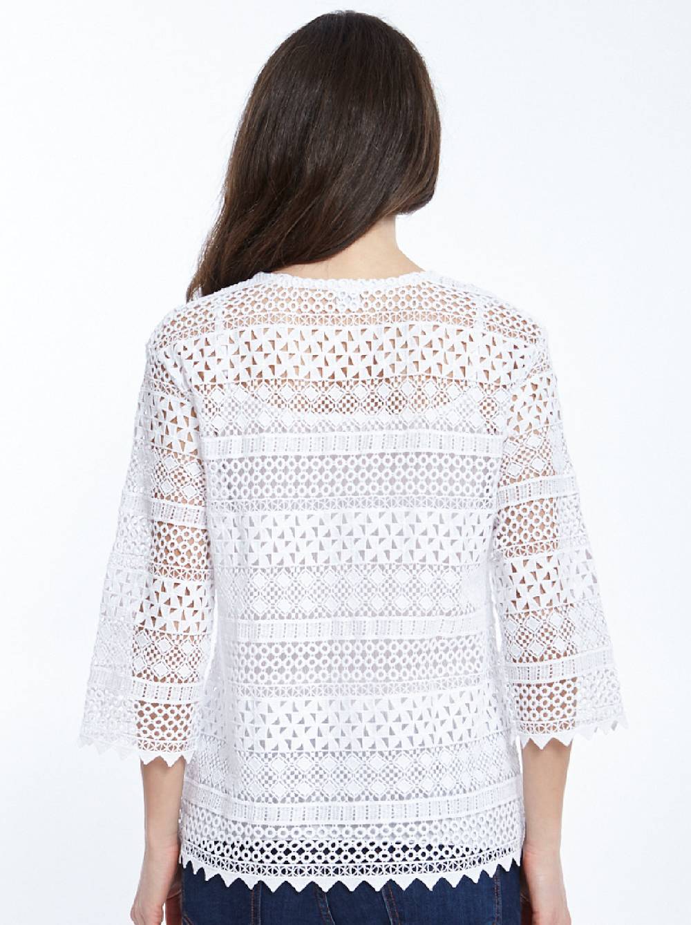 Oscalito Cardigan a maniche midi Allover Macramè Cotone 4536 Grande vendita