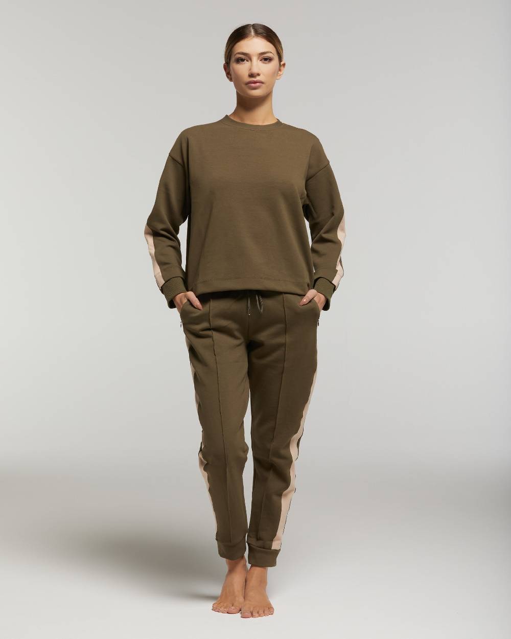 Pompea Set Completo Tuta donna Freetime (Verde militare) Nuova