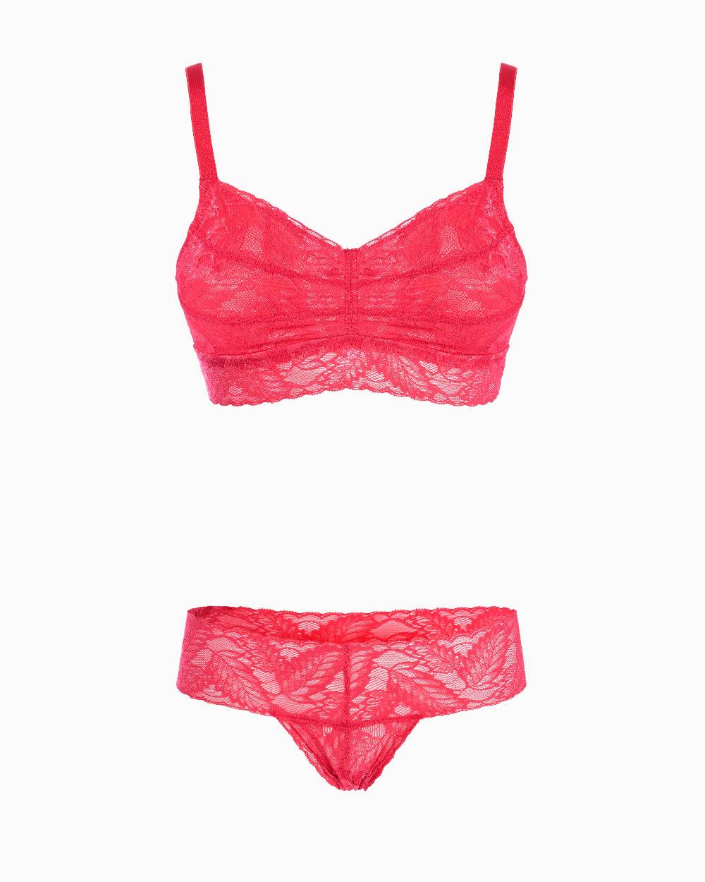 Pompea Set Completo coordinato Intimo Pizzo (Fragola) Italia