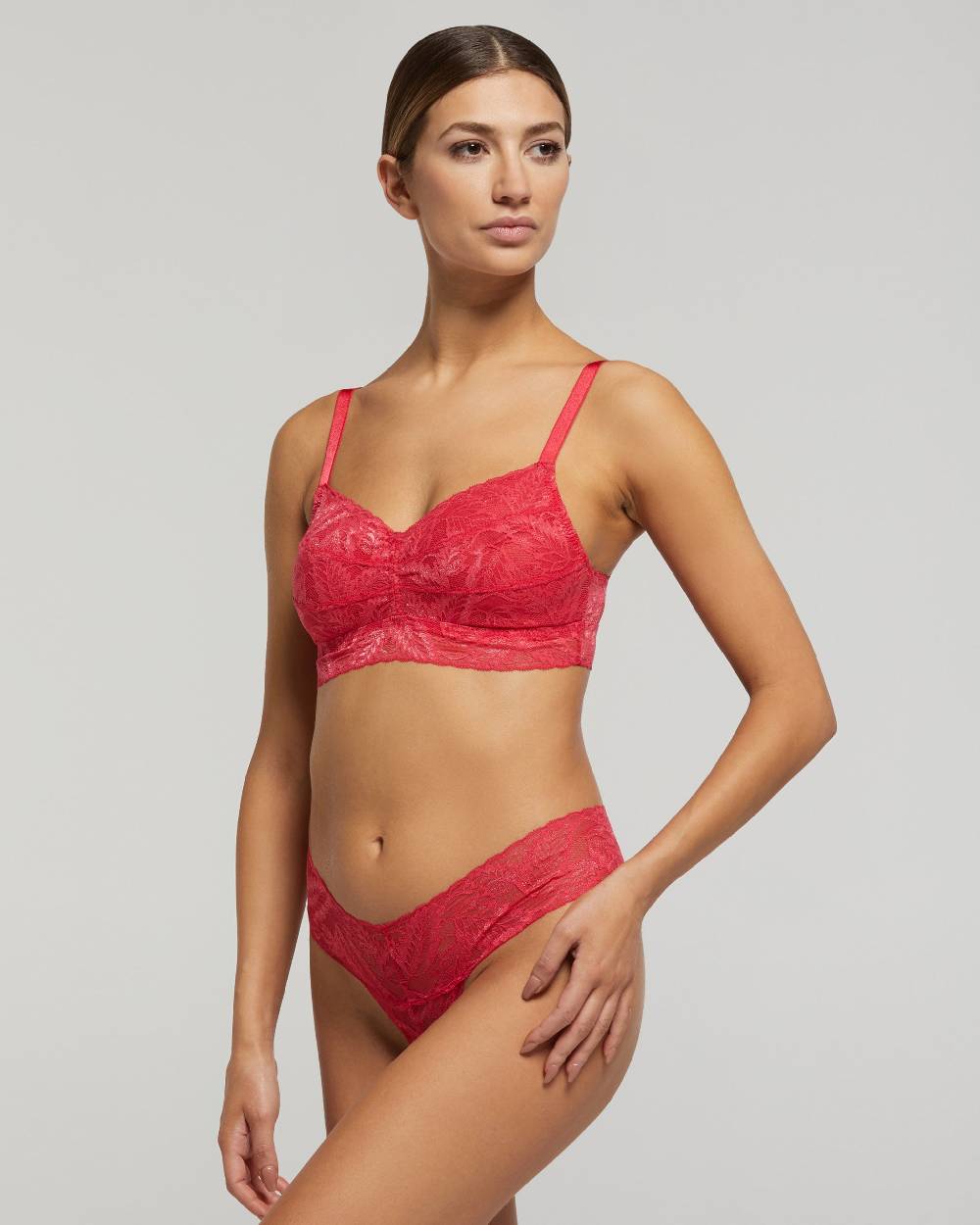 Pompea Set Completo coordinato Intimo Pizzo (Fragola) Italia