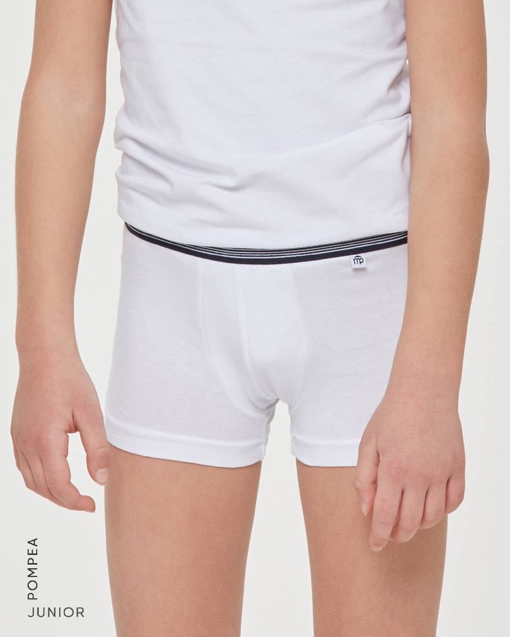 Pompea Boxer bimbo in cotone organico con elastico a righe In Linea