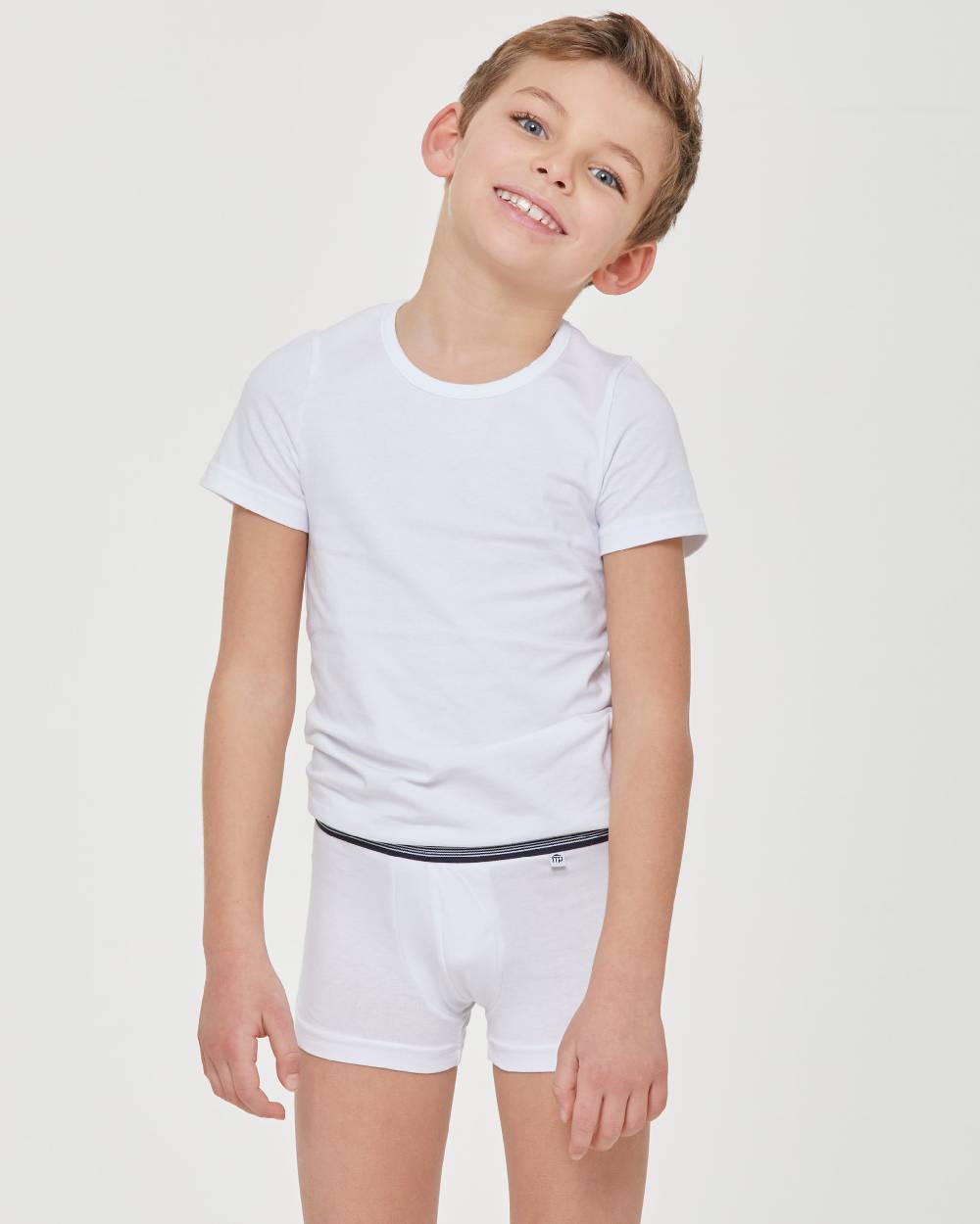 Pompea Boxer bimbo in cotone organico con elastico a righe In Linea