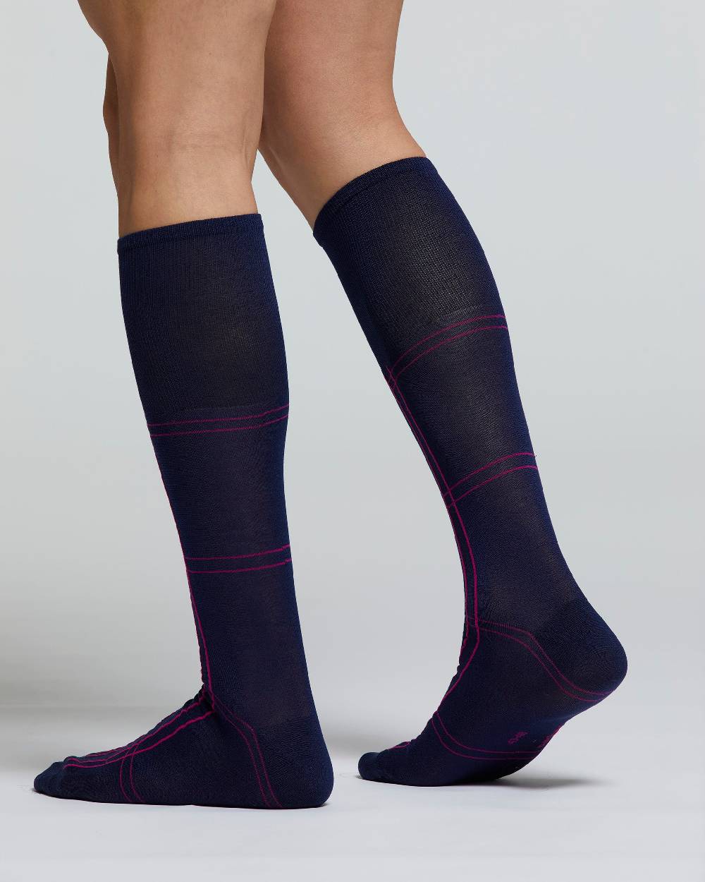 Pompea CALZA LUNGA COTONE AMARANTO MOTIVO A RIGHE Comprare a buon mercato