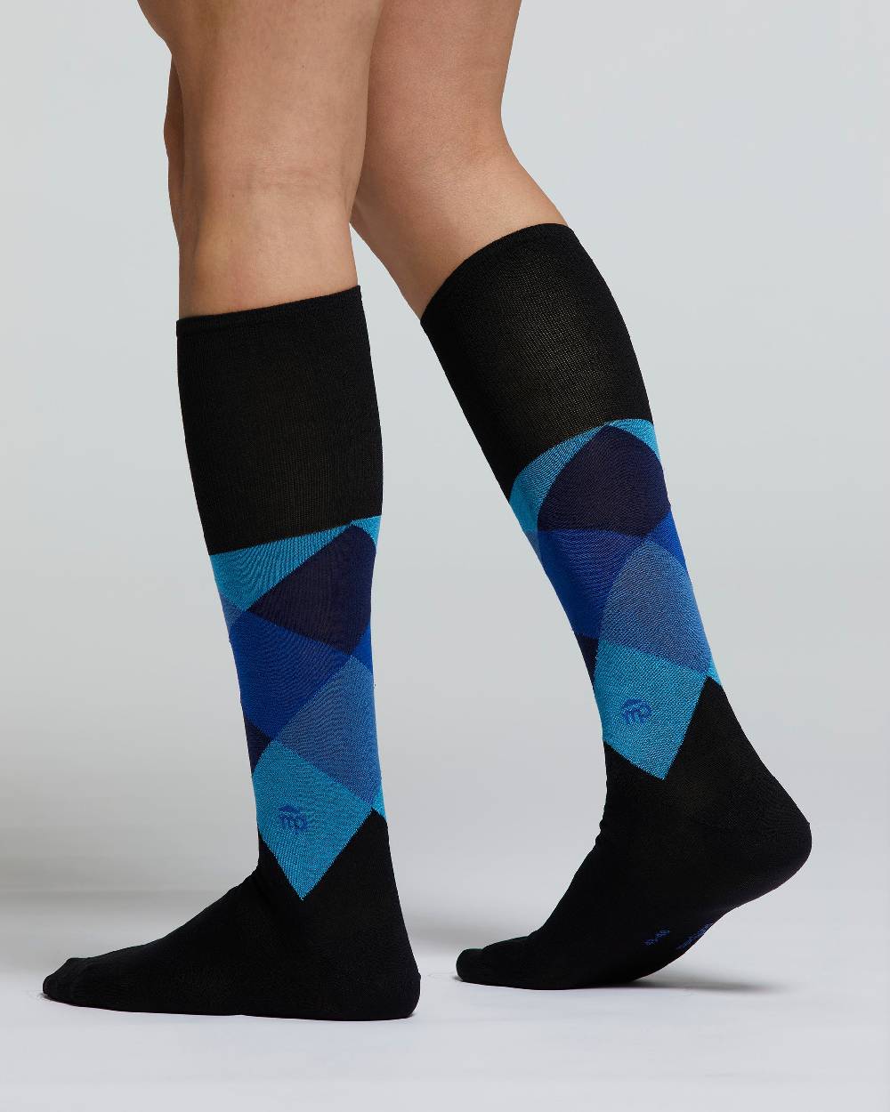Pompea CALZA LUNGA COTONE OLIVO DECORAZIONE ARGYLE Prezzo basso