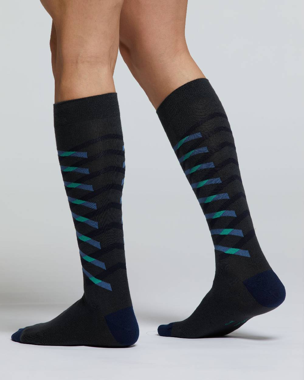 Pompea CALZA LUNGA COTONE ROVERE MOTIVO RIGHE INTRECCIATE Ultimi tre giorni